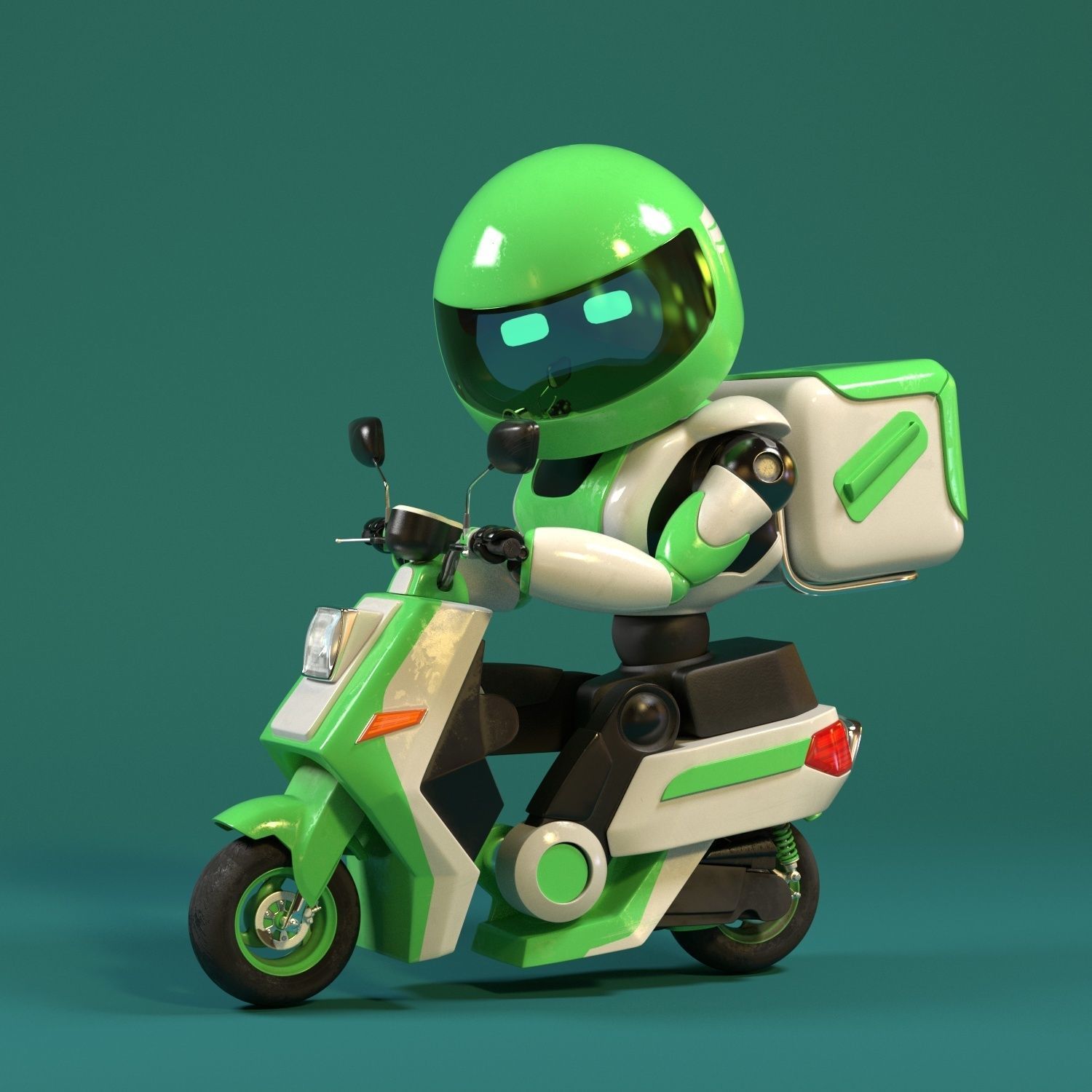 Robot character transformer scooter future scifi rigged in maya Low-poly 3D model_8