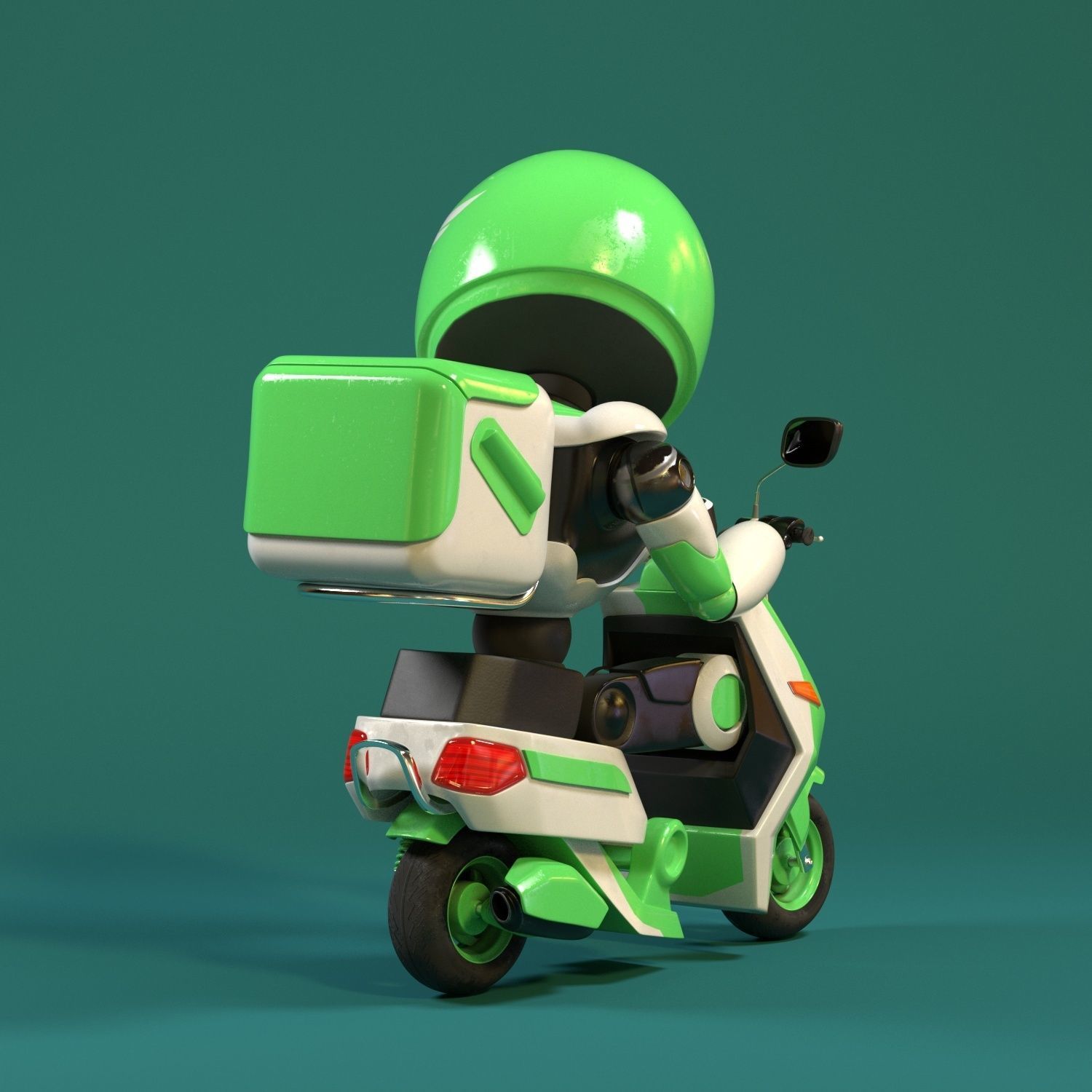 Robot character transformer scooter future scifi rigged in maya Low-poly 3D model_11