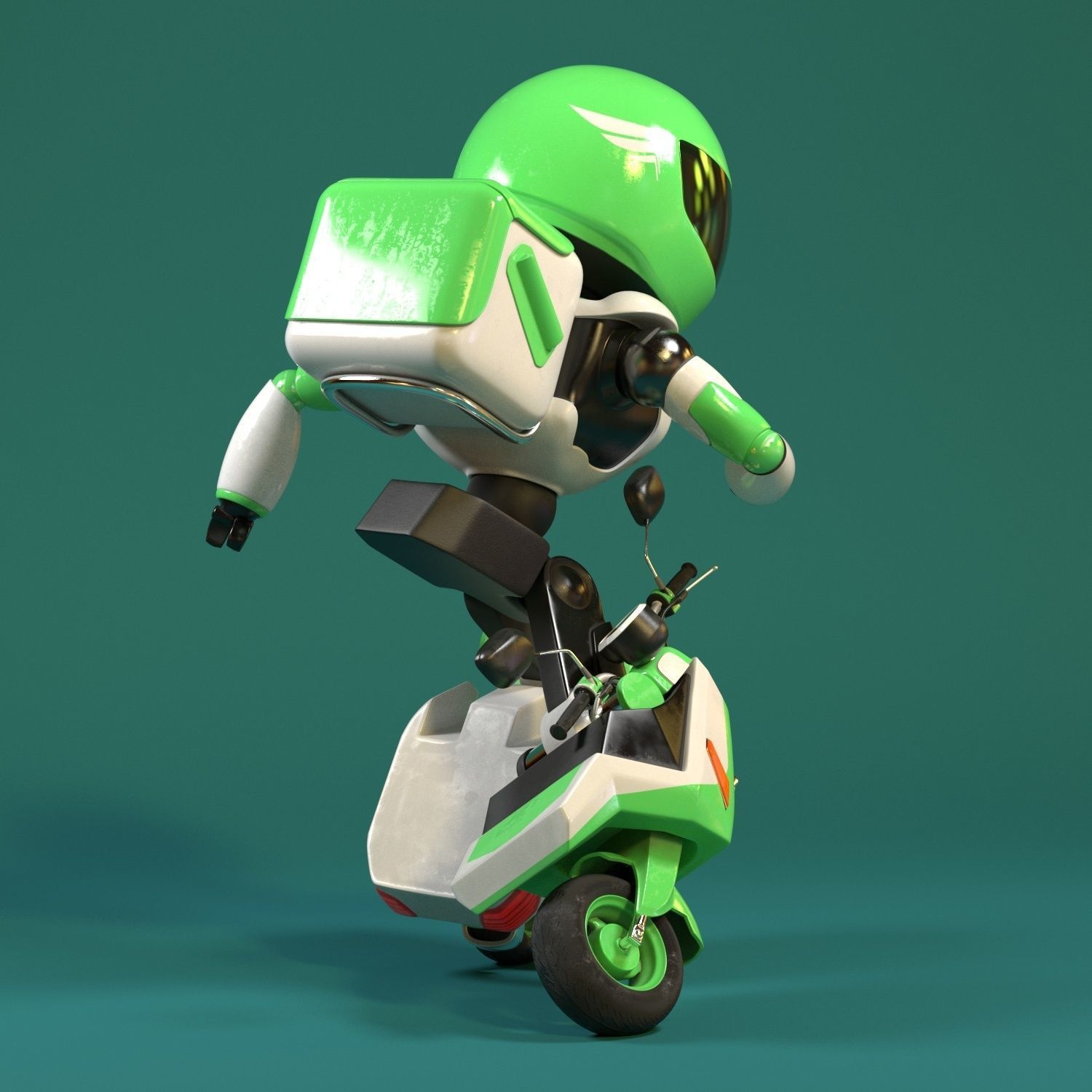 Robot character transformer scooter future scifi rigged in maya Low-poly 3D model_6