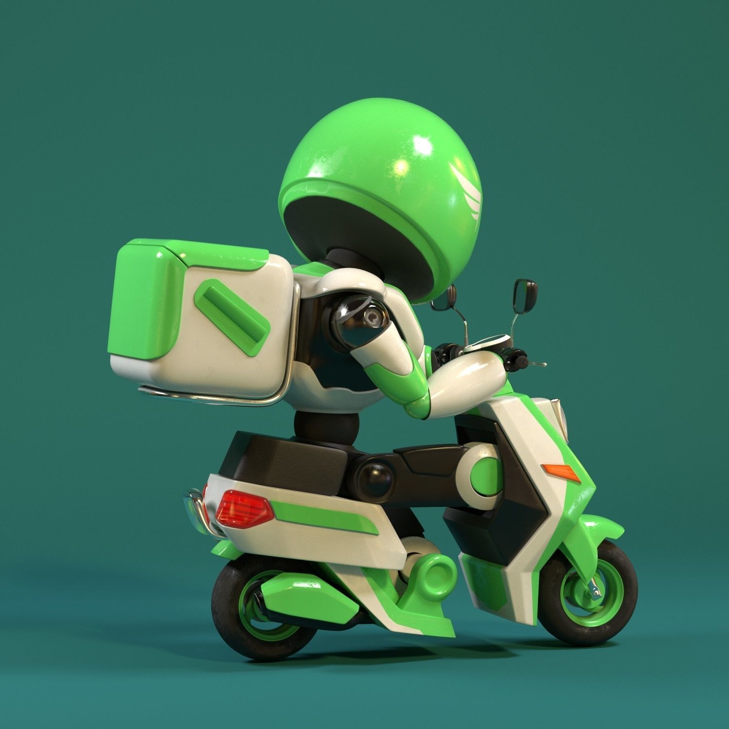 Robot character transformer scooter future scifi rigged in maya Low-poly 3D model_12