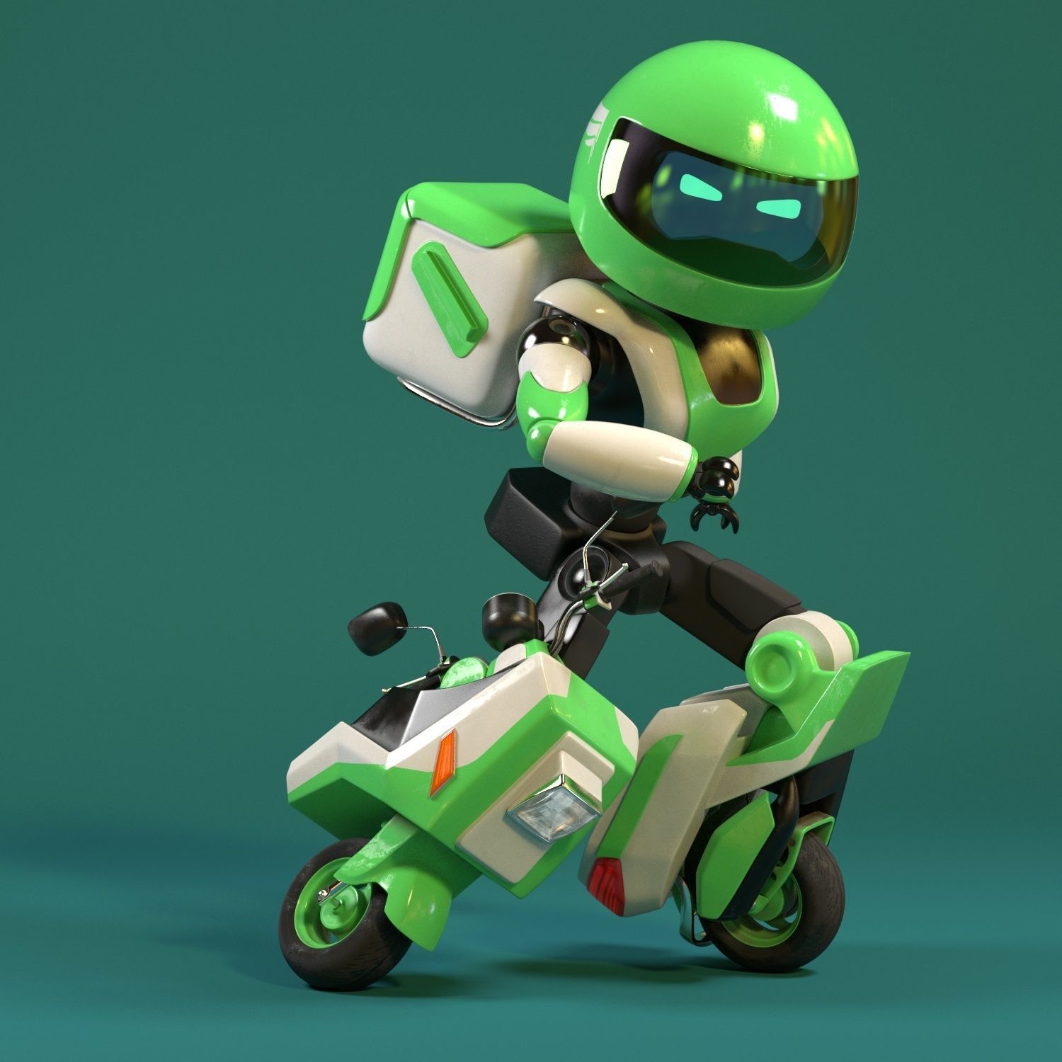 Robot character transformer scooter future scifi rigged in maya Low-poly 3D model_7