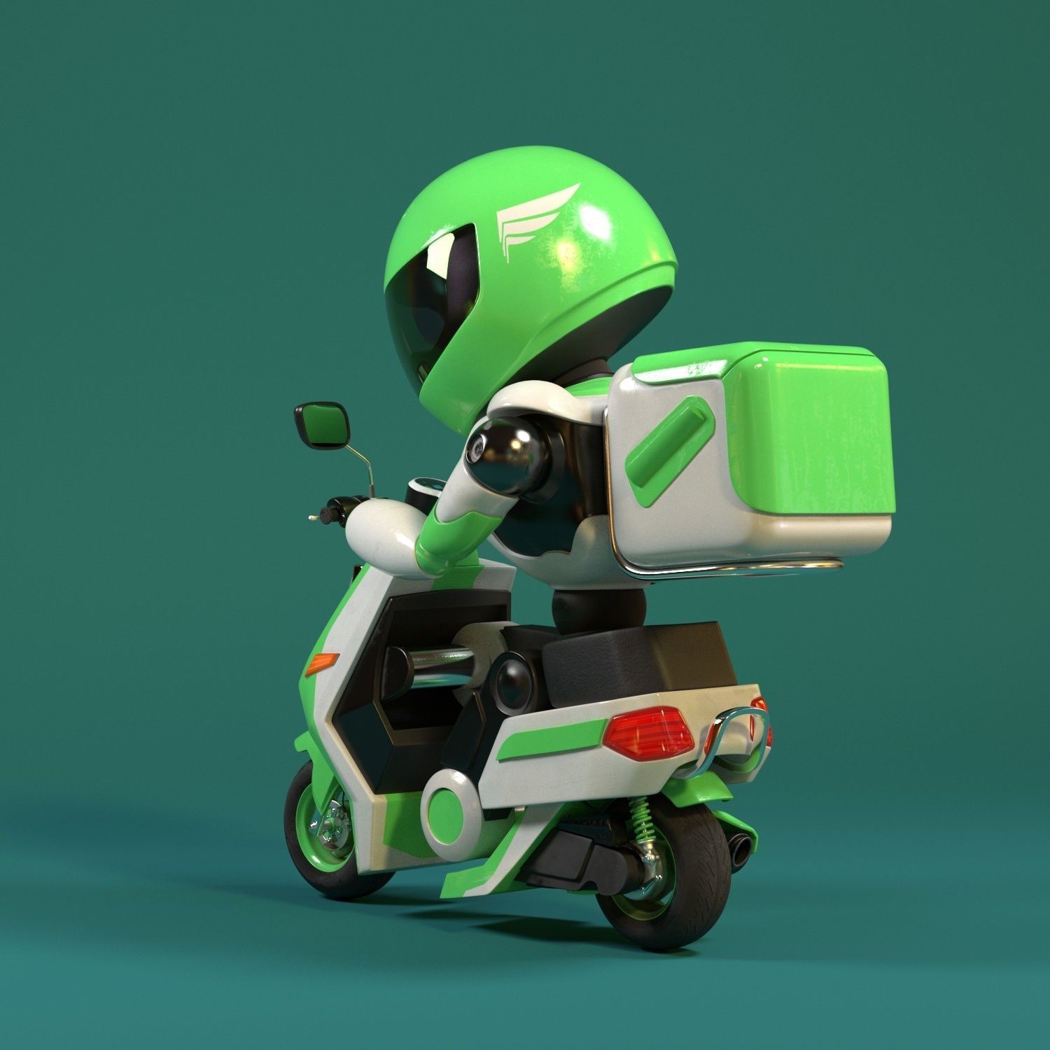 Robot character transformer scooter future scifi rigged in maya Low-poly 3D model_9