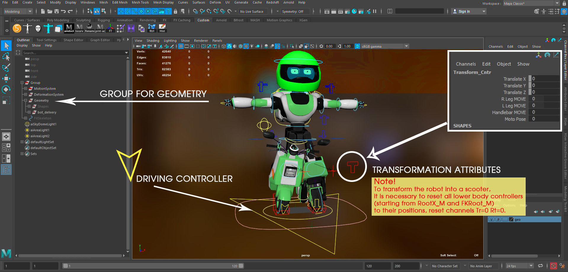 Robot character transformer scooter future scifi rigged in maya Low-poly 3D model_18