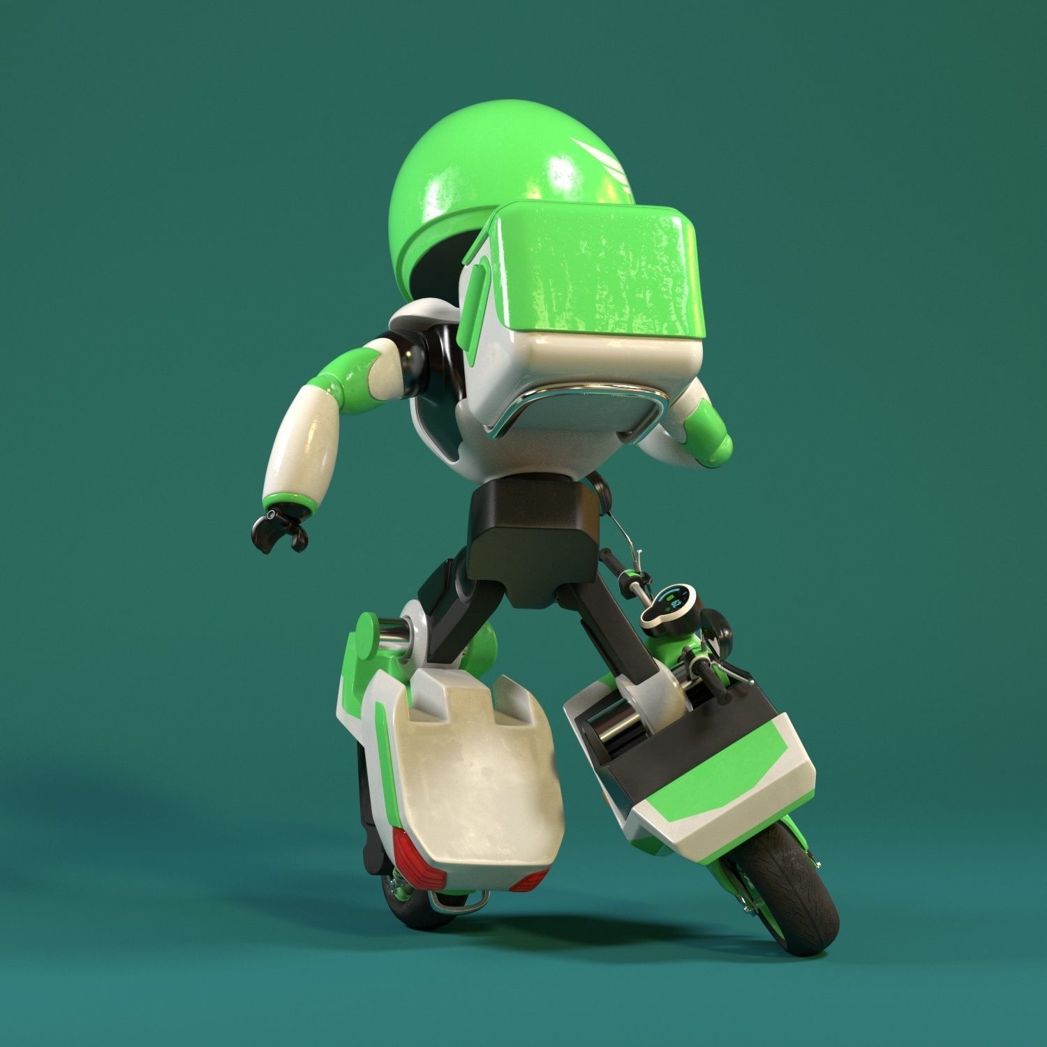 Robot character transformer scooter future scifi rigged in maya Low-poly 3D model_5