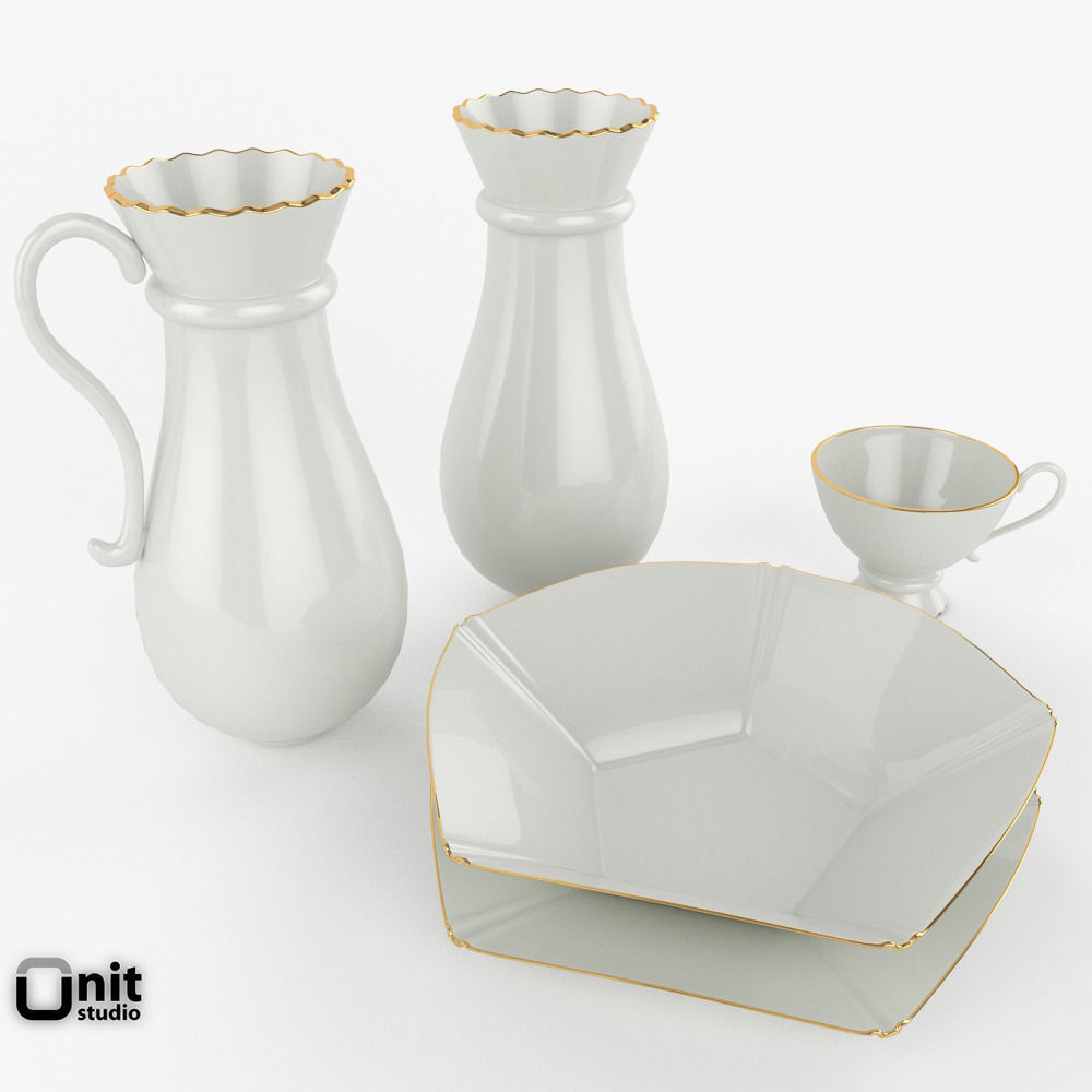 Porcelain China Dinnerware Set 3D model_2