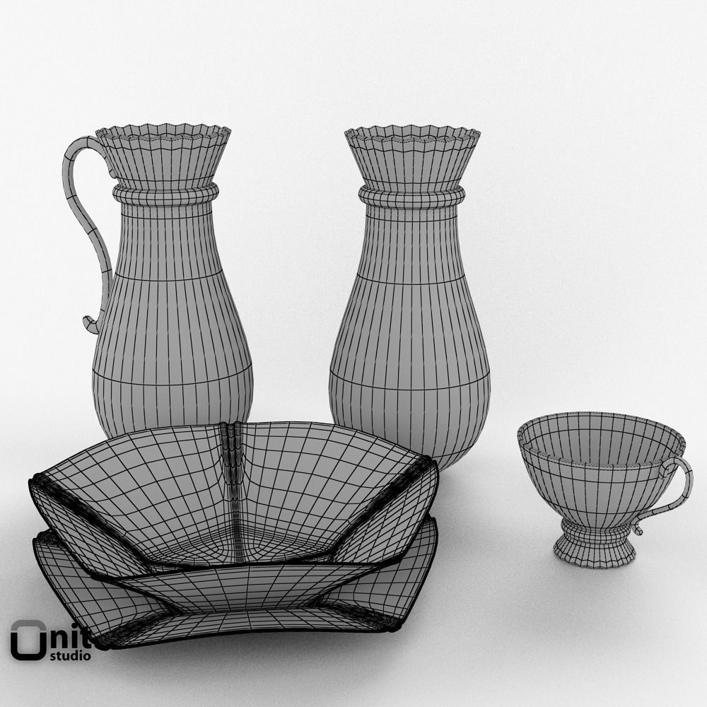 Porcelain China Dinnerware Set 3D model_5