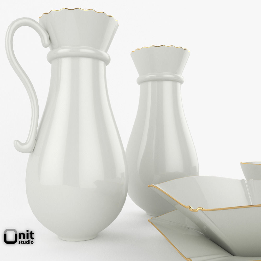 Porcelain China Dinnerware Set 3D model_3