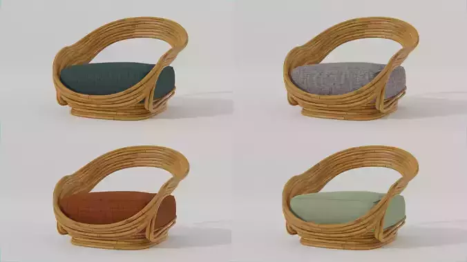 Bamboo chair with 4 color pillows 