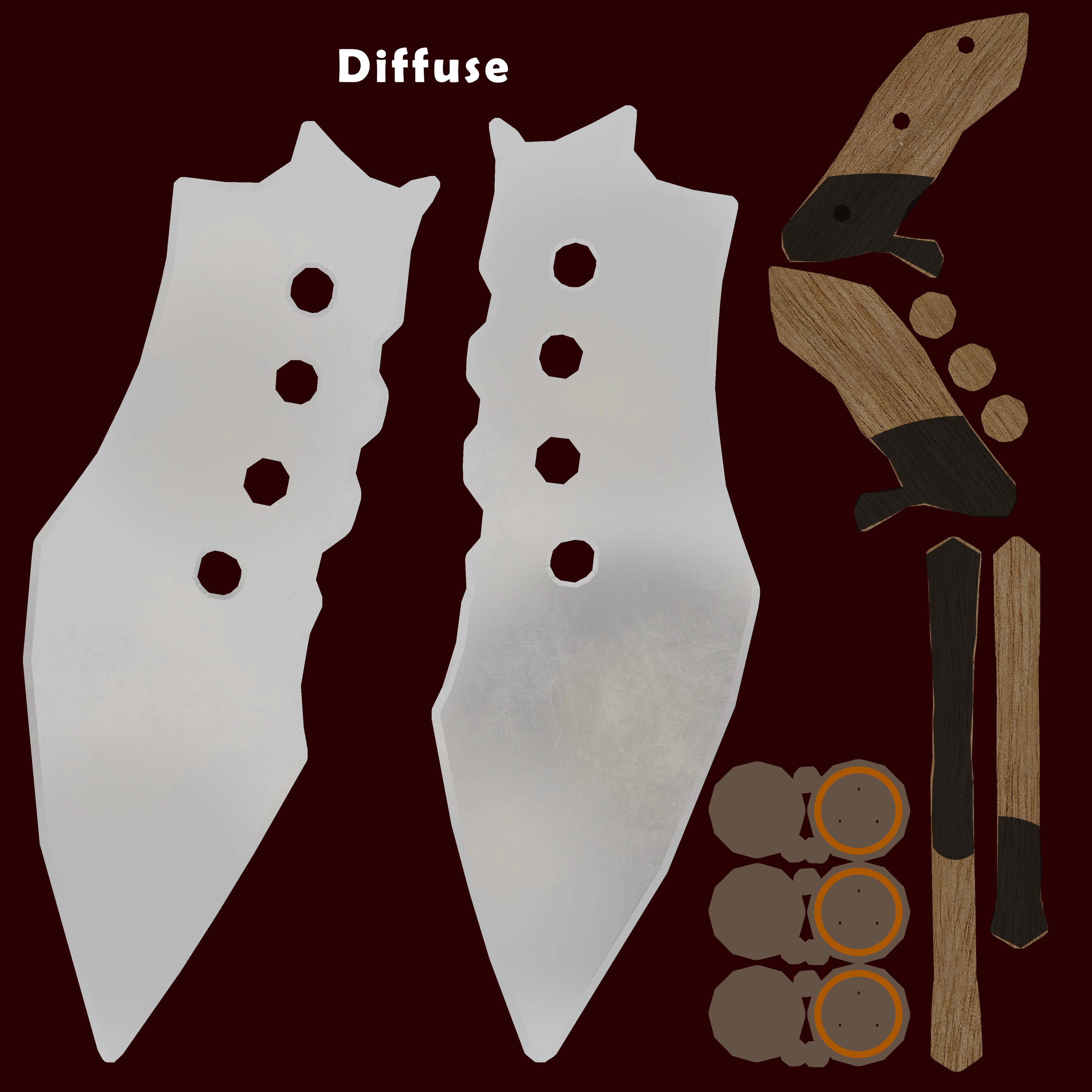 Combat Knife Low-poly 3D model_6