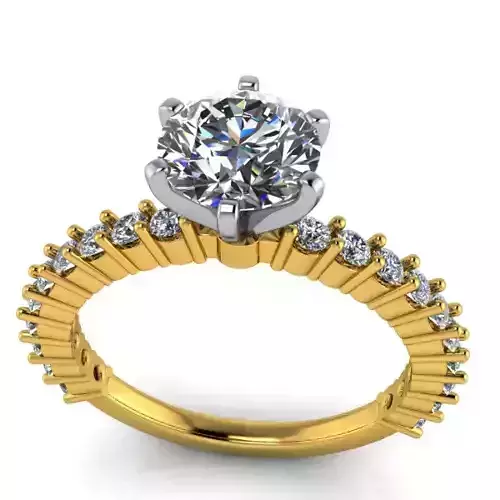 1 Carat Peg Head Solitaire Engagement Ring Side Accent Stones 3D print model