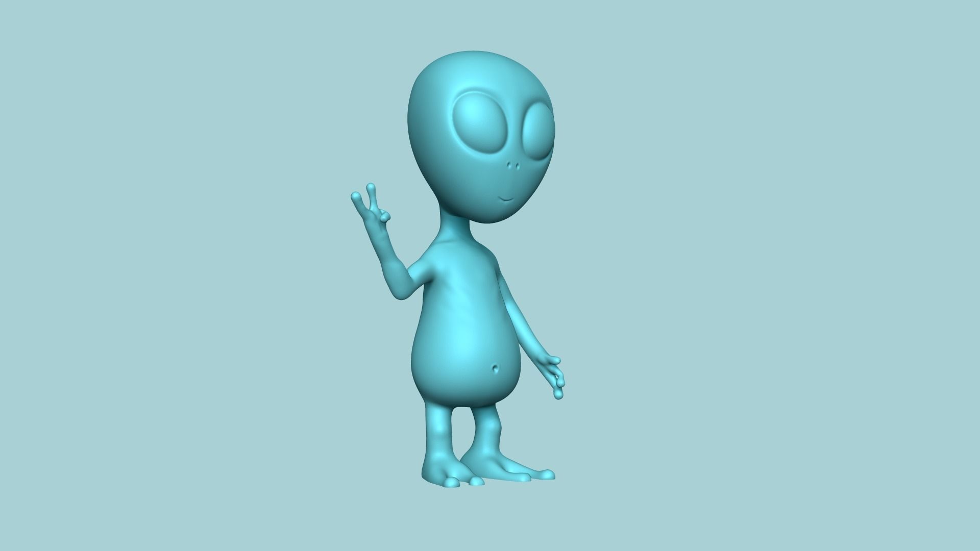 Cute Alien Miniature - STL Printable 3D print model_3