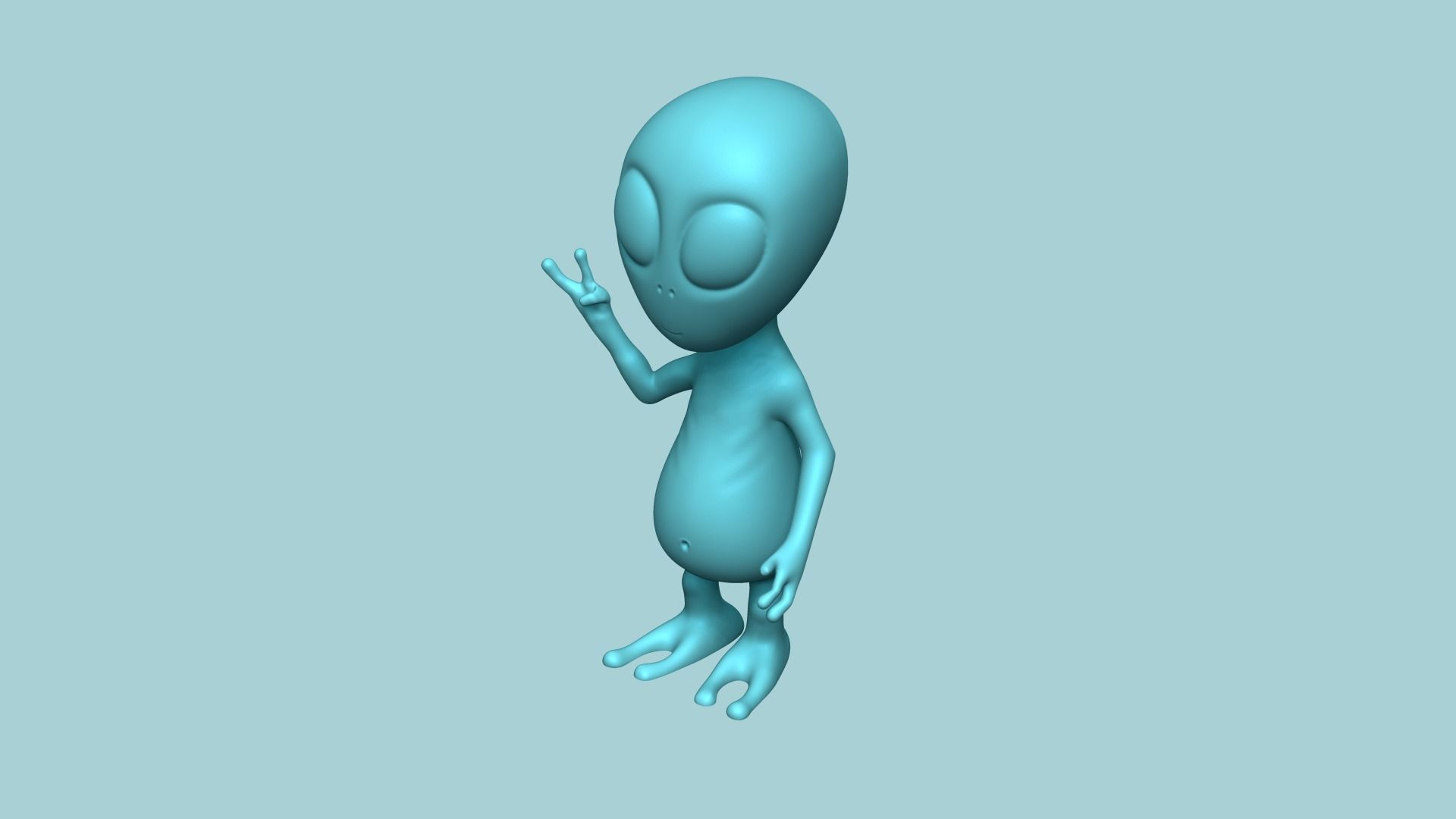 Cute Alien Miniature - STL Printable 3D print model_9