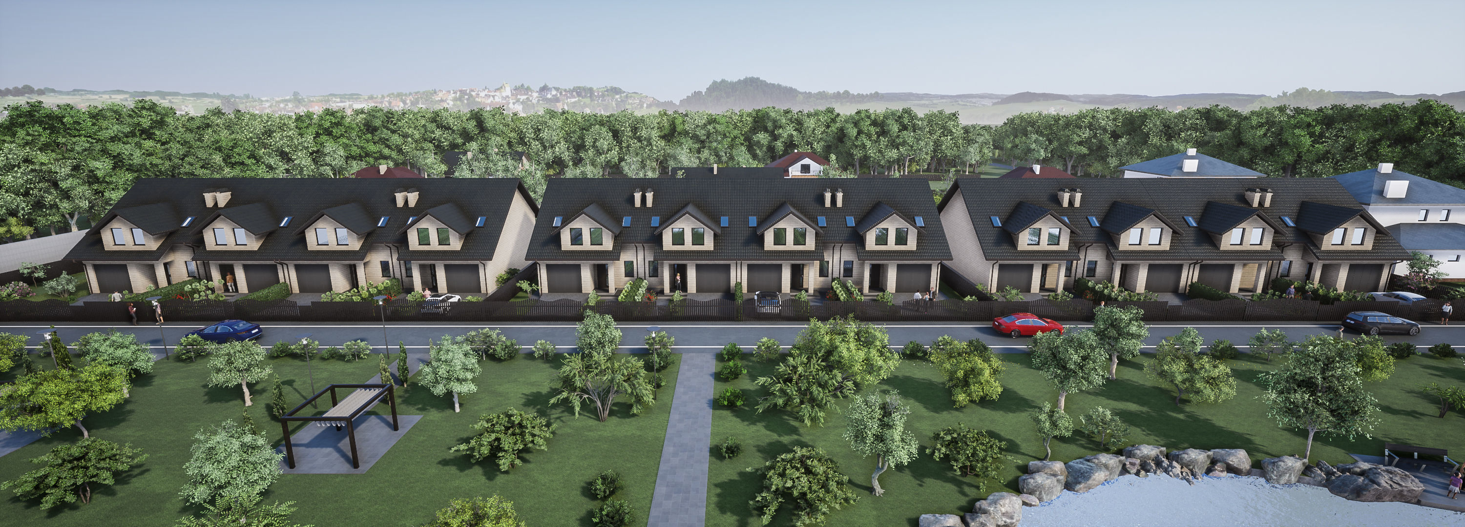  Suburban houses  4 types 3D model_5