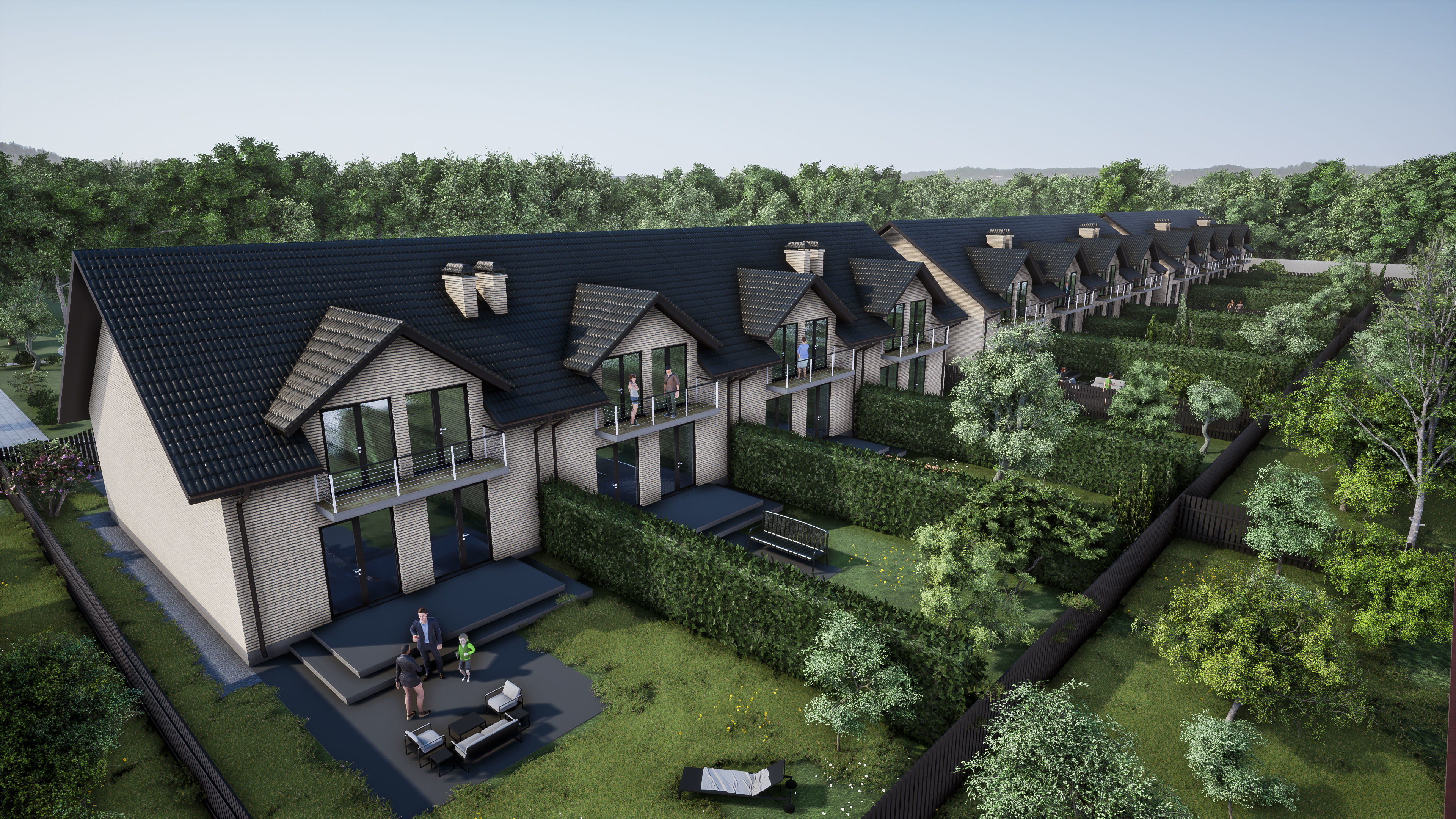  Suburban houses  4 types 3D model_2