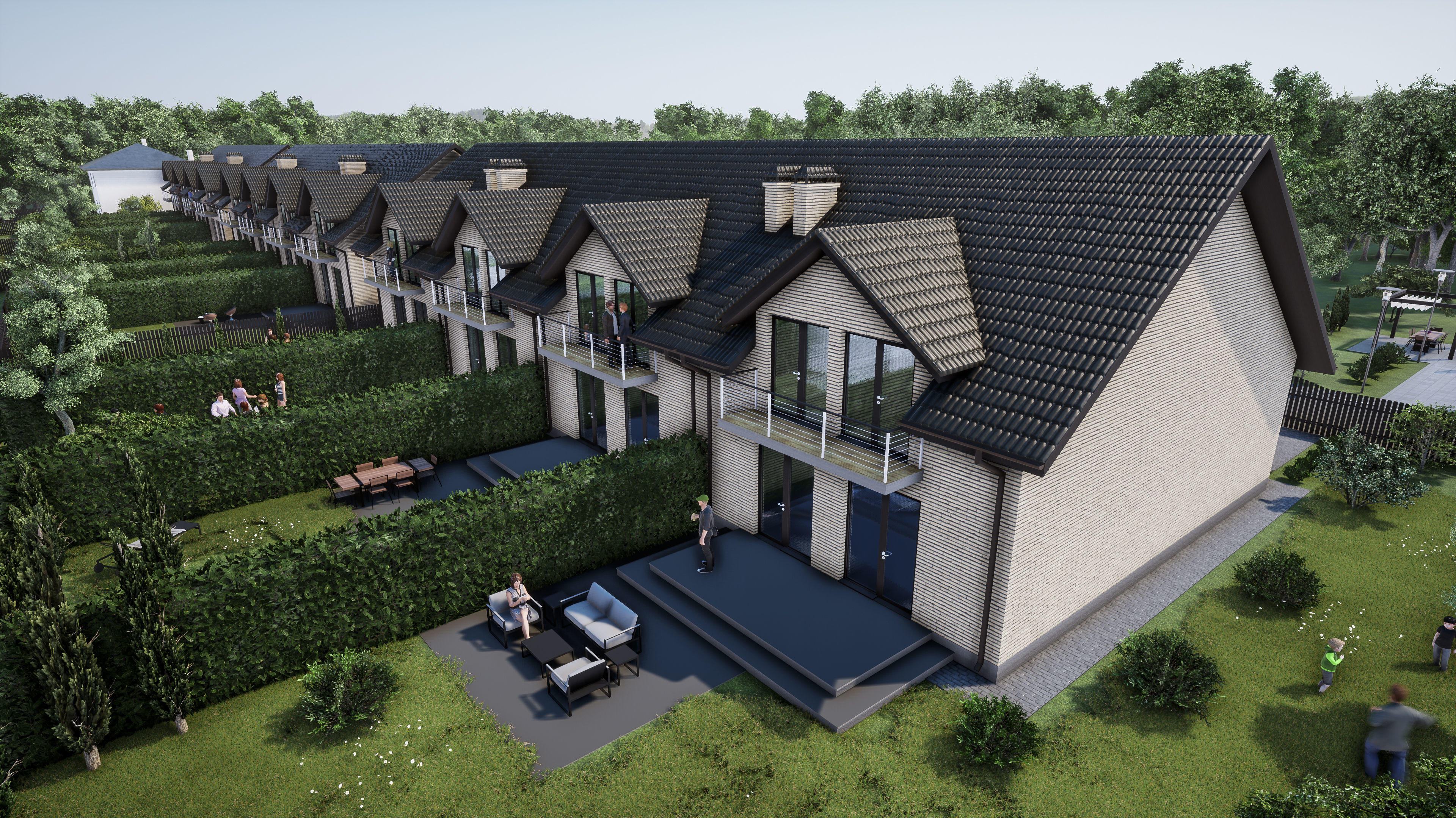  Suburban houses  4 types 3D model_3