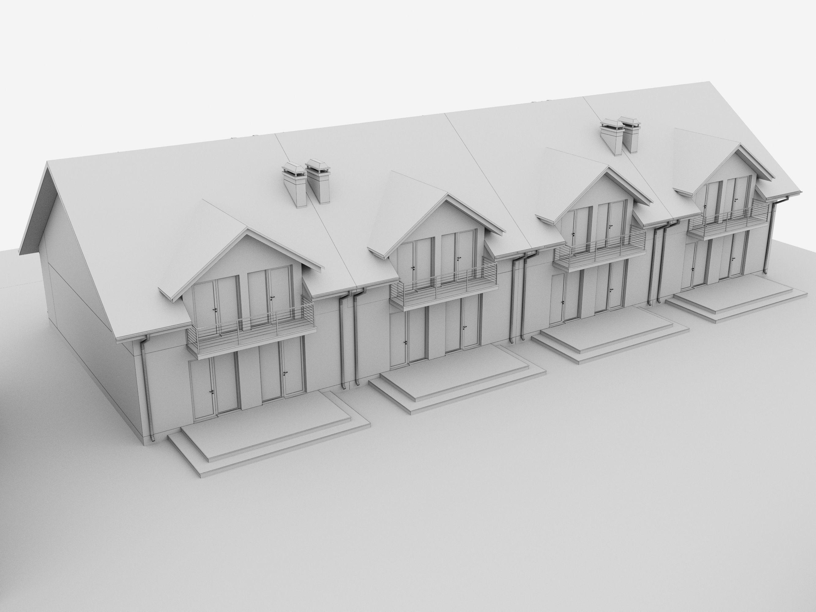  Suburban houses  4 types 3D model_6