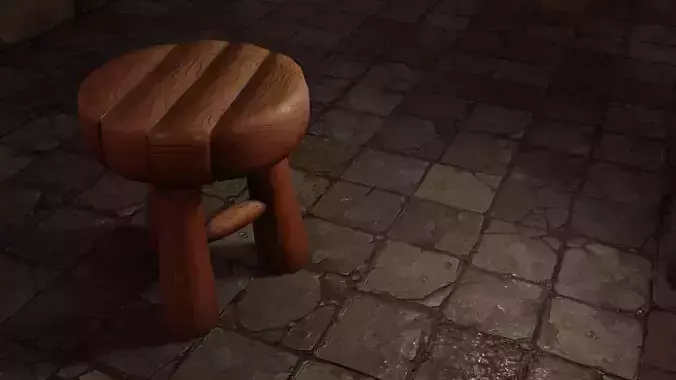 Stool  stylized PBR low-poly