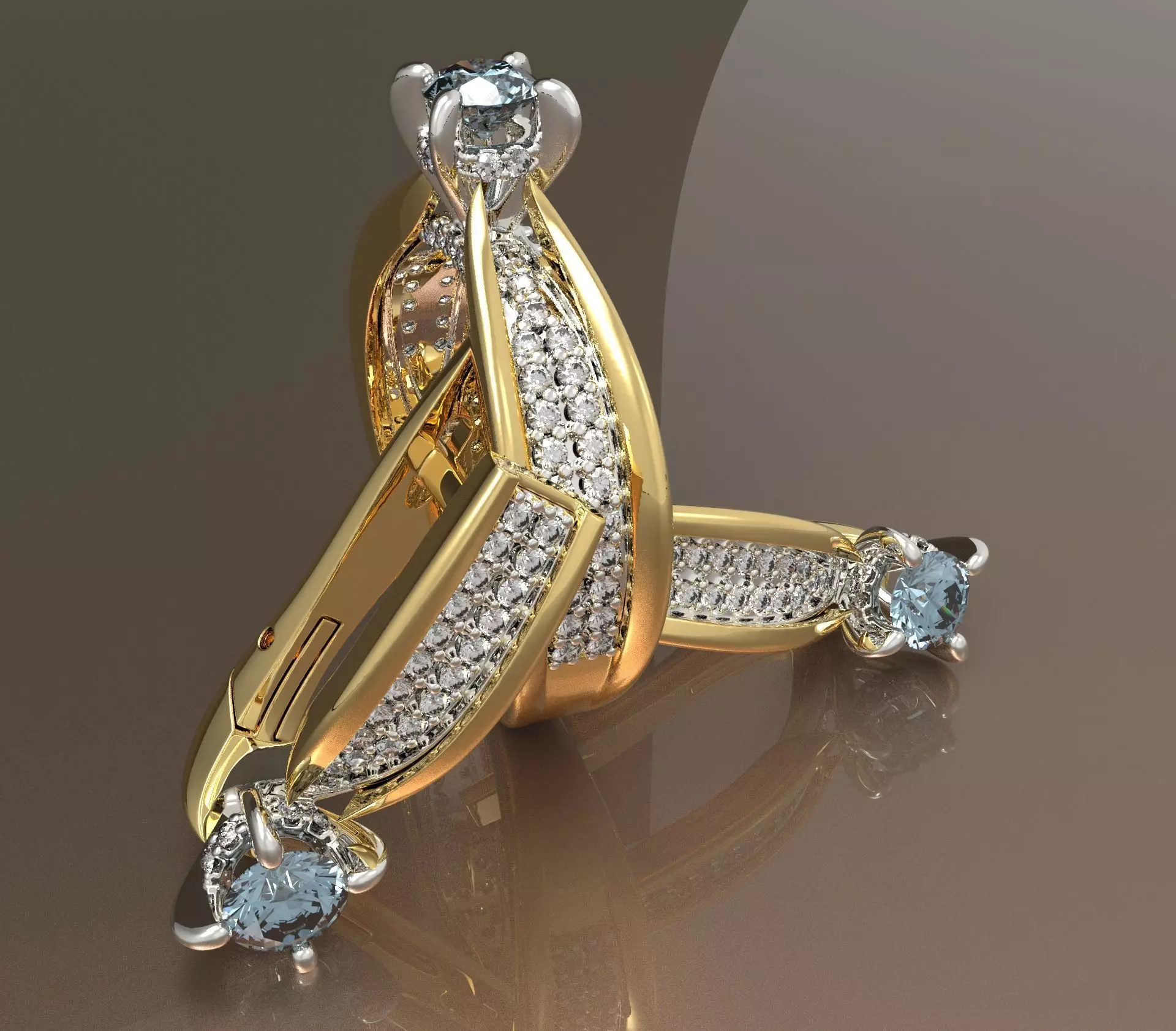 Ring and Earring with a diamond 3D print model