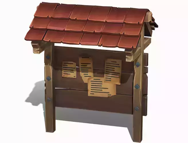 Stylized Notice Board - PBR Game Ready Low-poly 3D model