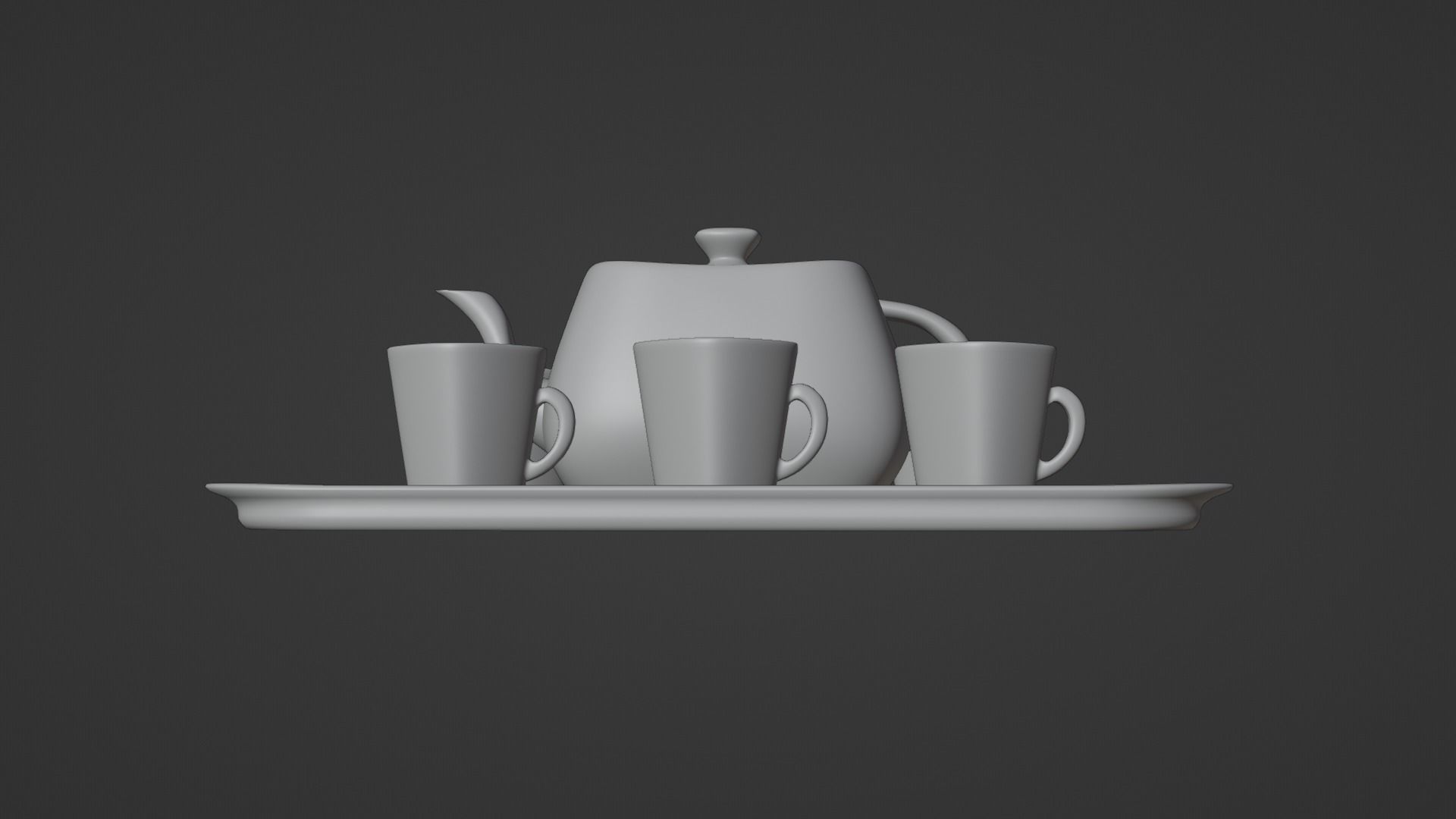 White Porcelain tea set 2 3D model_11
