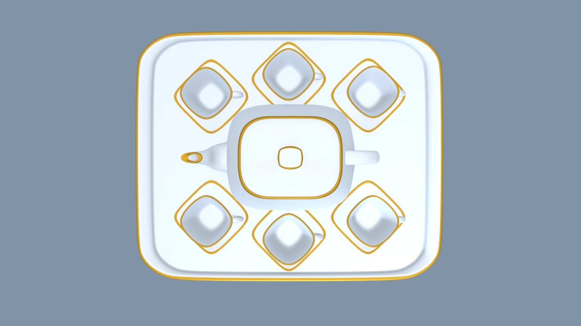 White Porcelain tea set 2 3D model_16