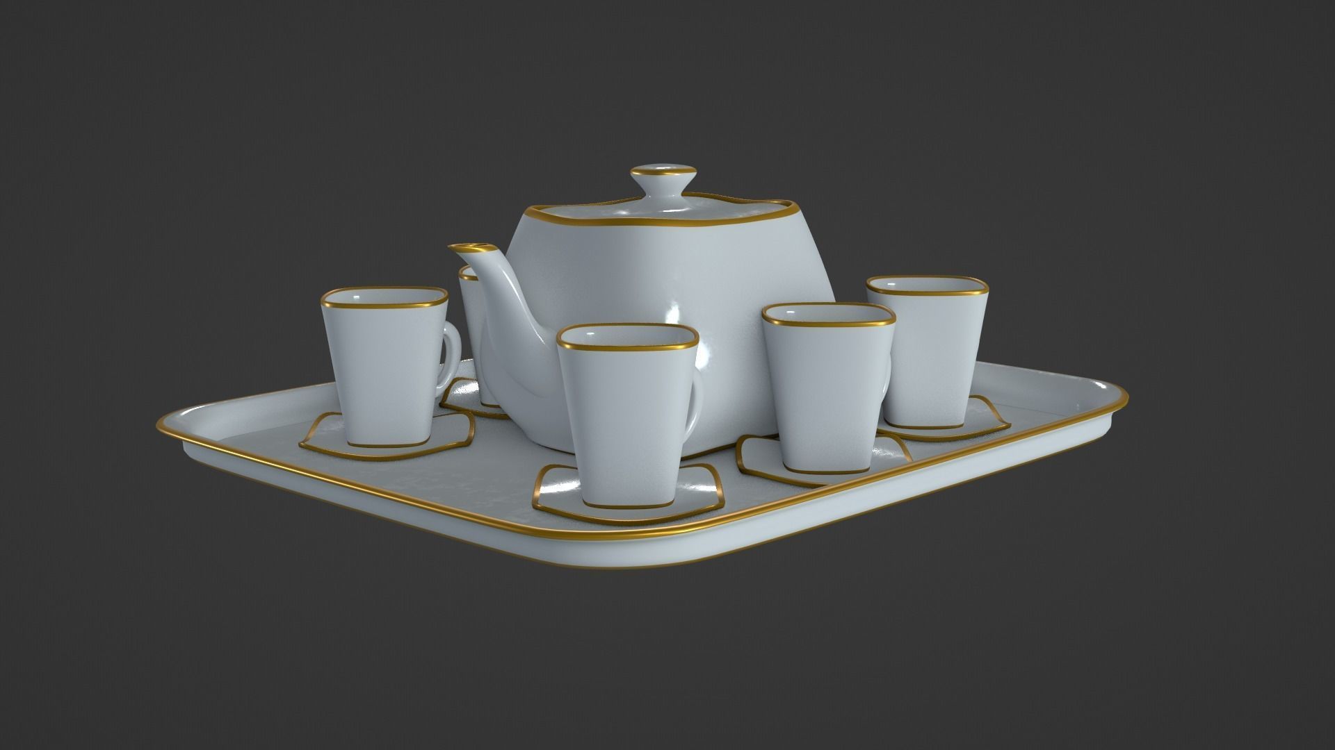 White Porcelain tea set 2 3D model_5