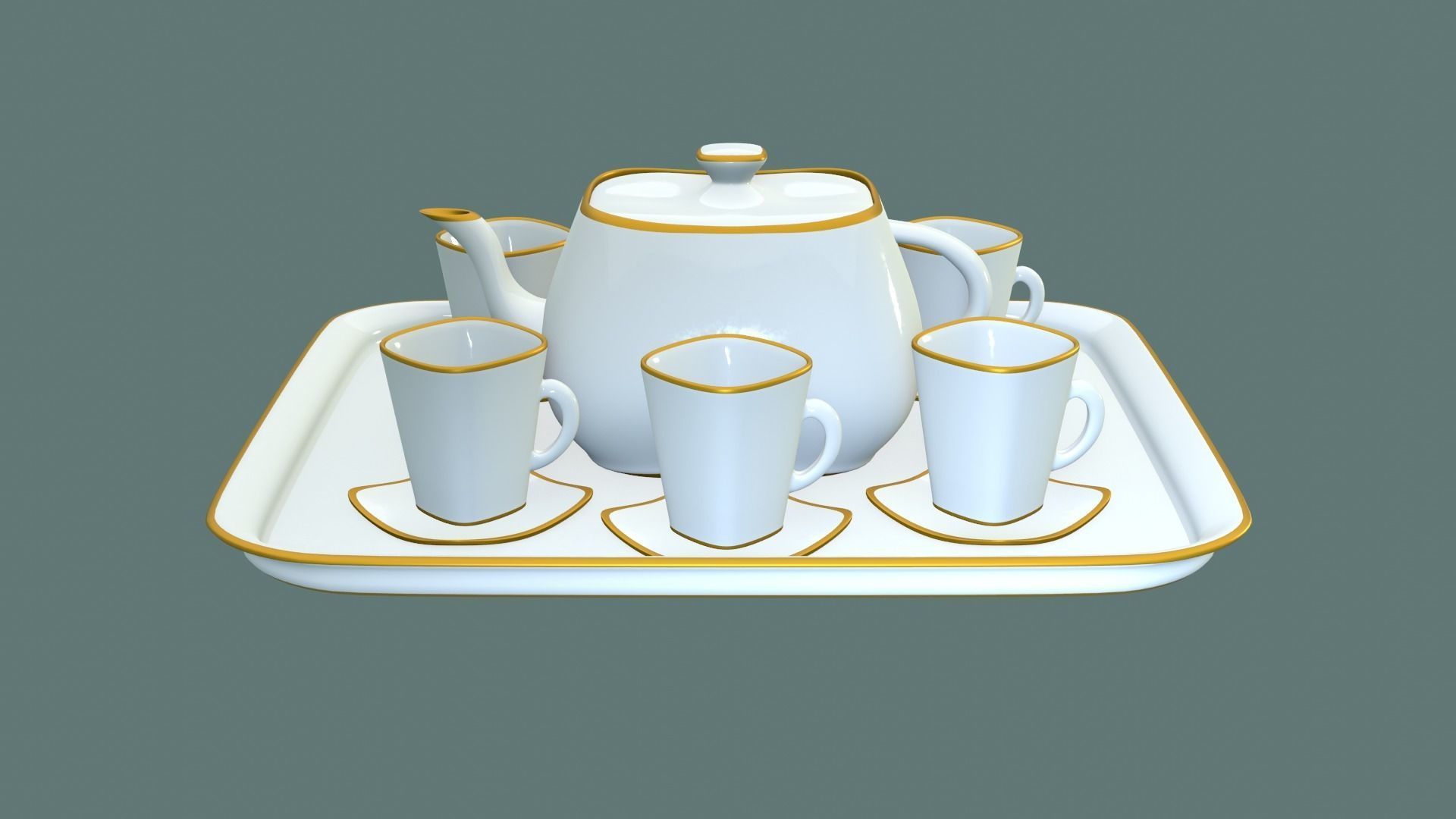 White Porcelain tea set 2 3D model_32