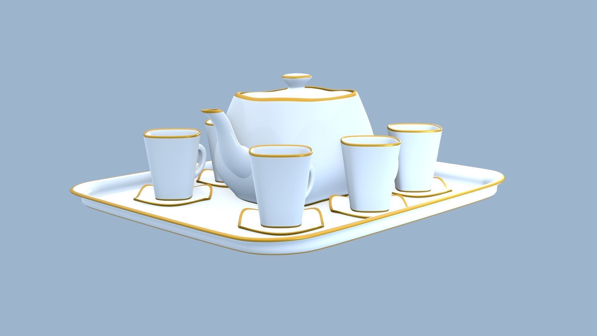White Porcelain tea set 2 3D model_7
