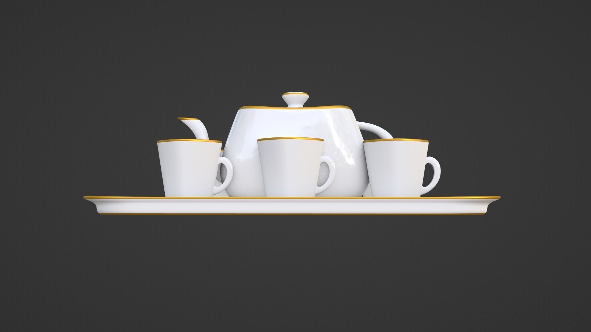 White Porcelain tea set 2 3D model_12