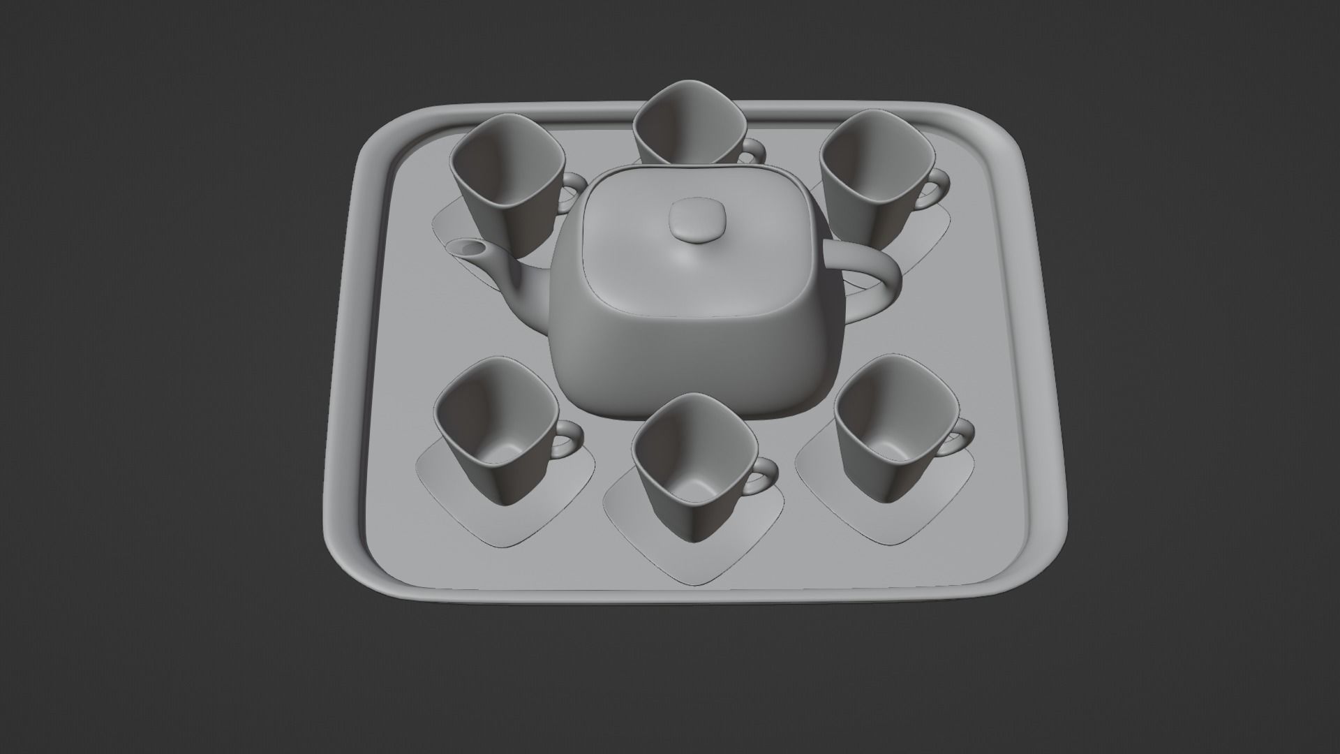 White Porcelain tea set 2 3D model_17