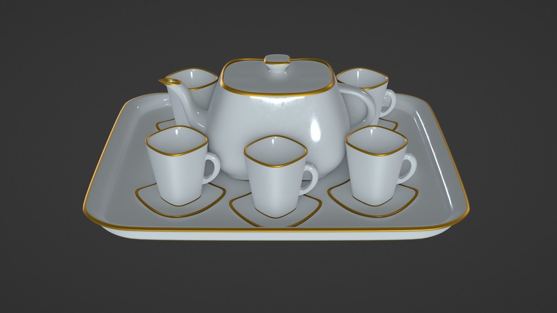 White Porcelain tea set 2 3D model_10