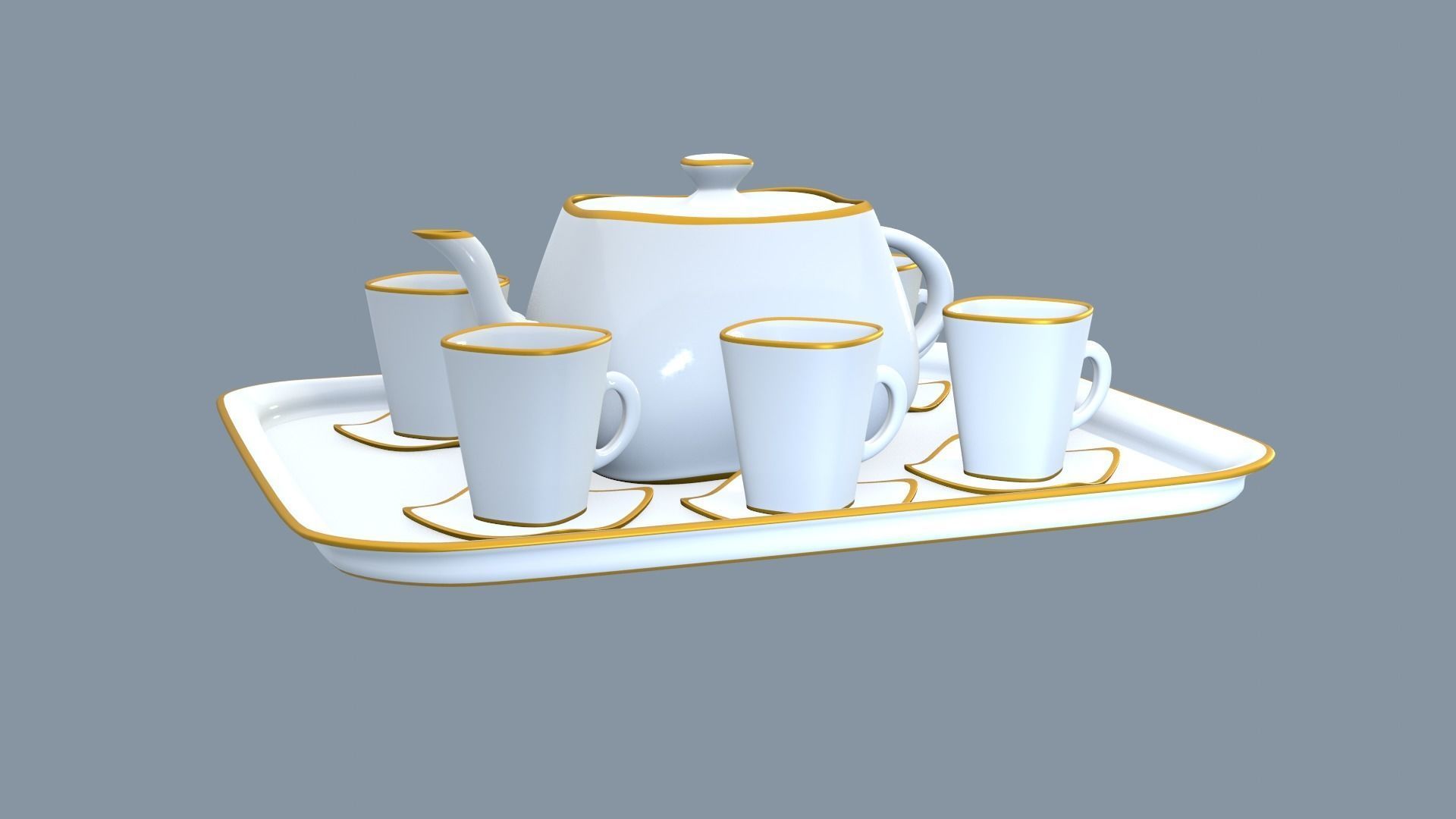 White Porcelain tea set 2 3D model_35