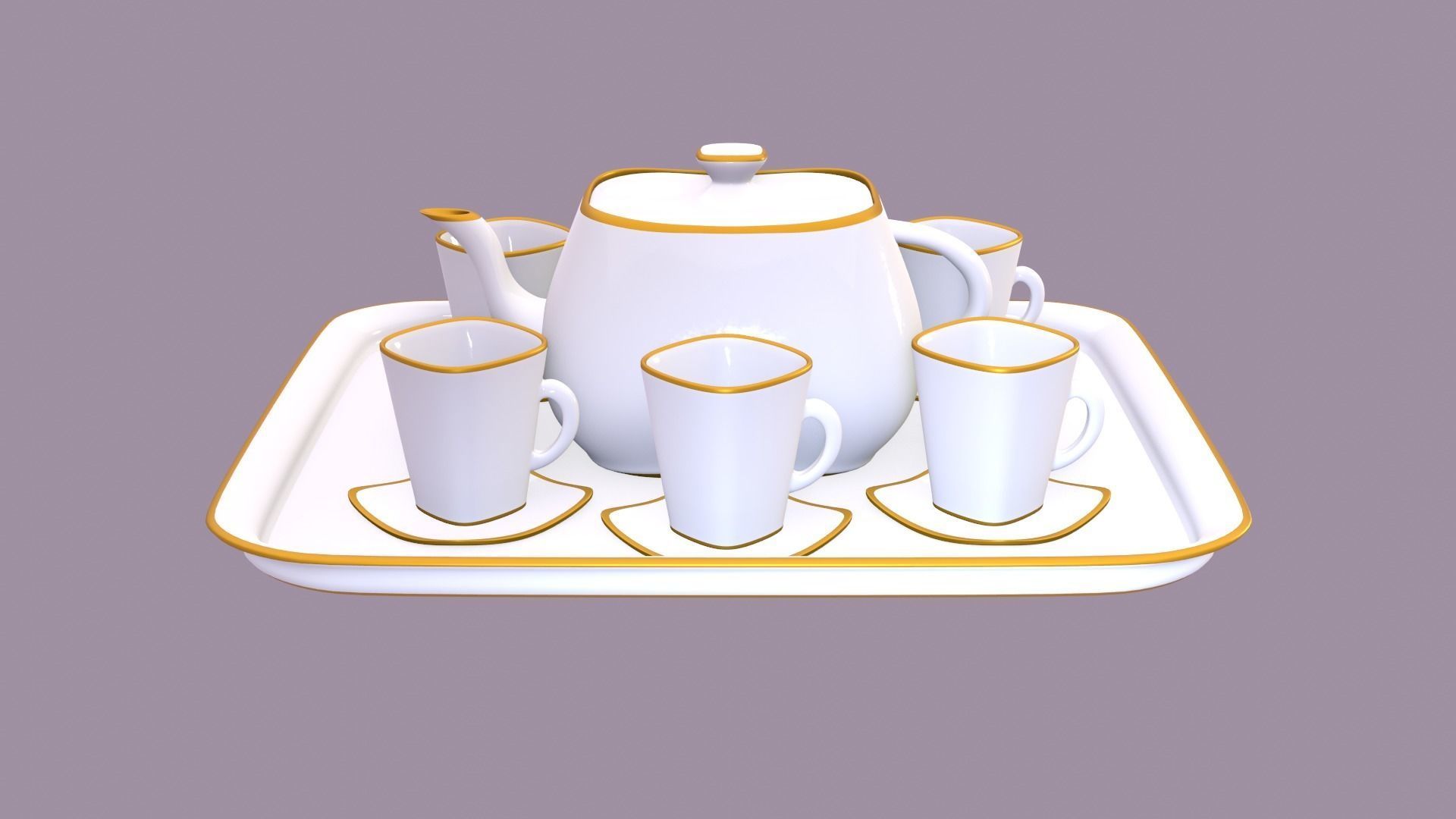 White Porcelain tea set 2 3D model_34