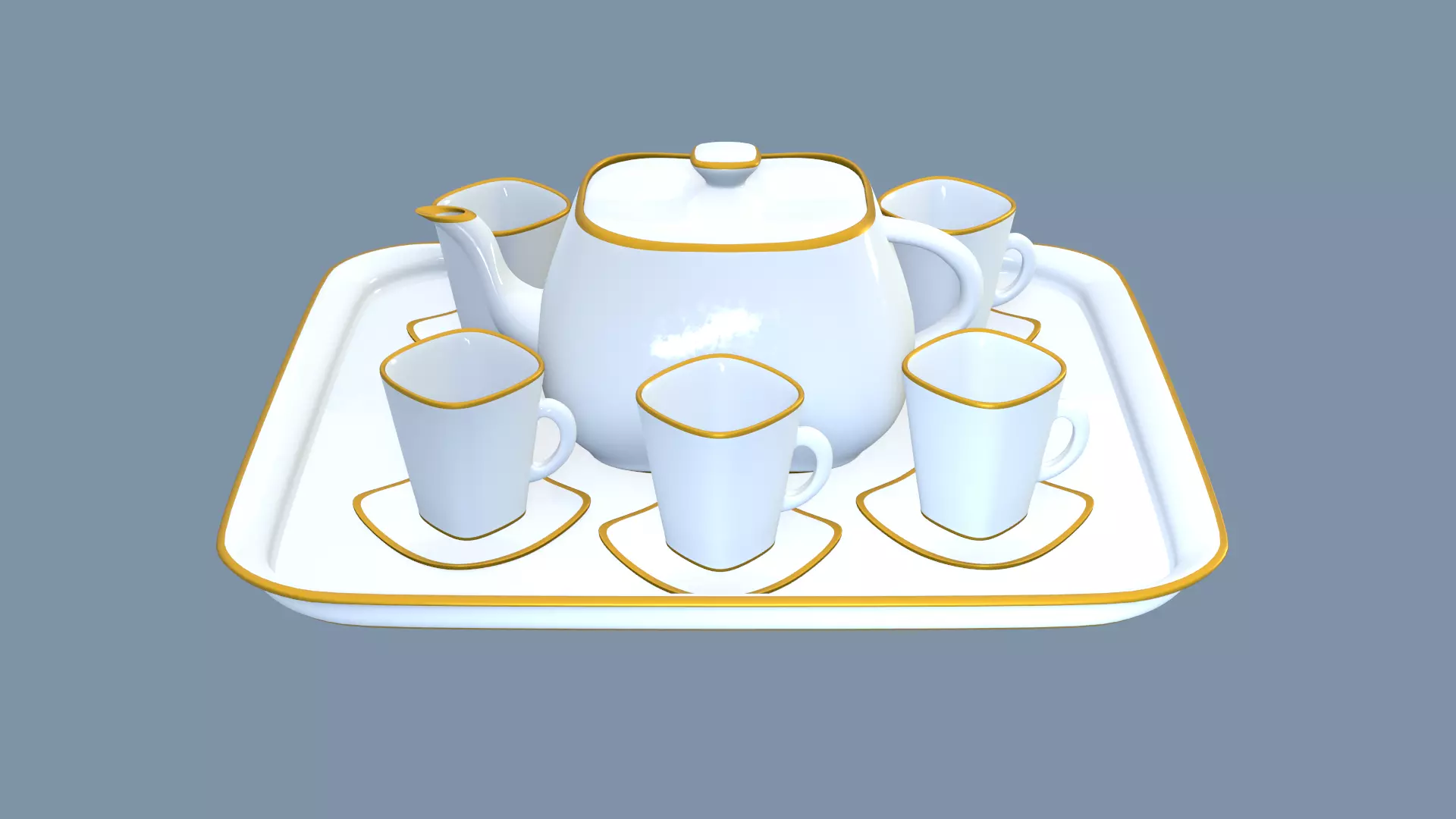 White Porcelain tea set 2 3D model_0