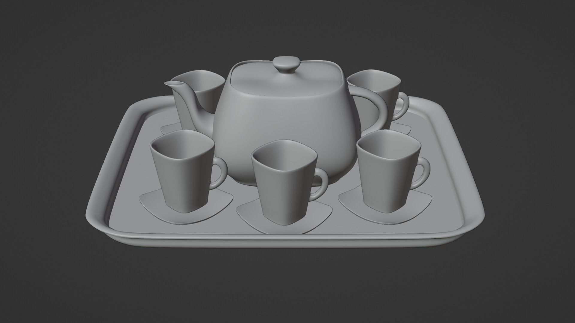 White Porcelain tea set 2 3D model_8