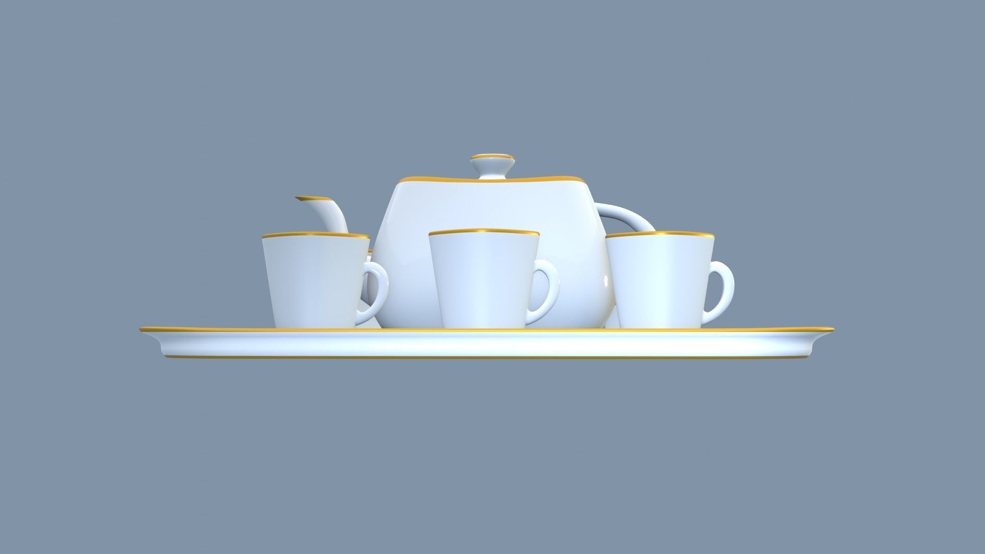 White Porcelain tea set 2 3D model_13