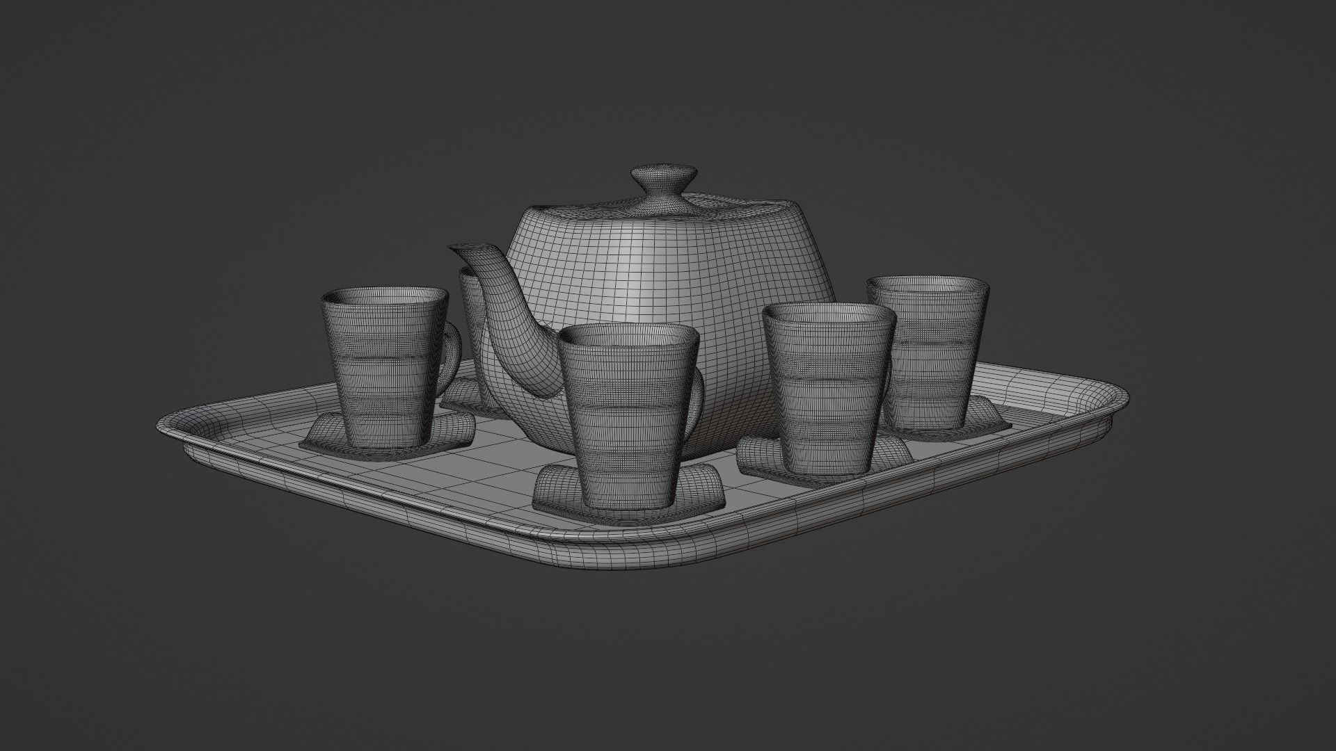White Porcelain tea set 2 3D model_4