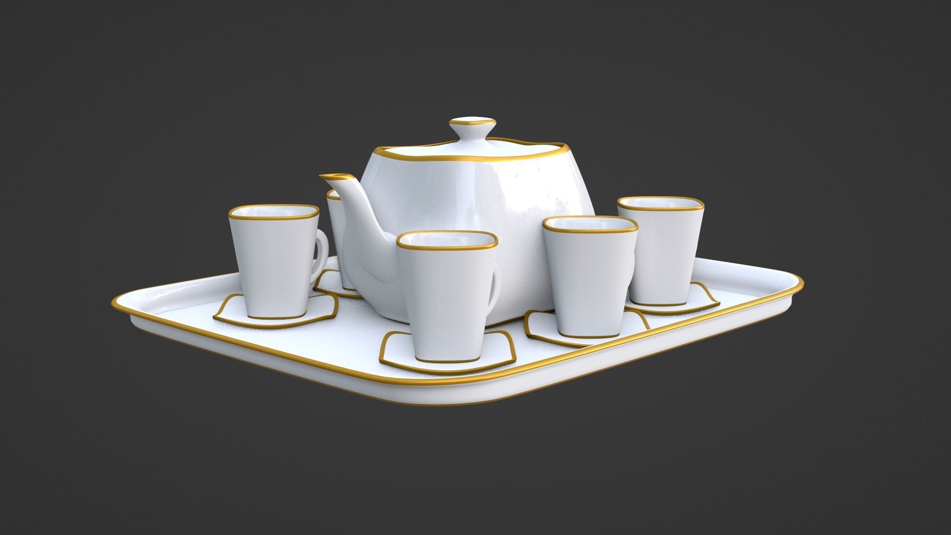 White Porcelain tea set 2 3D model_6