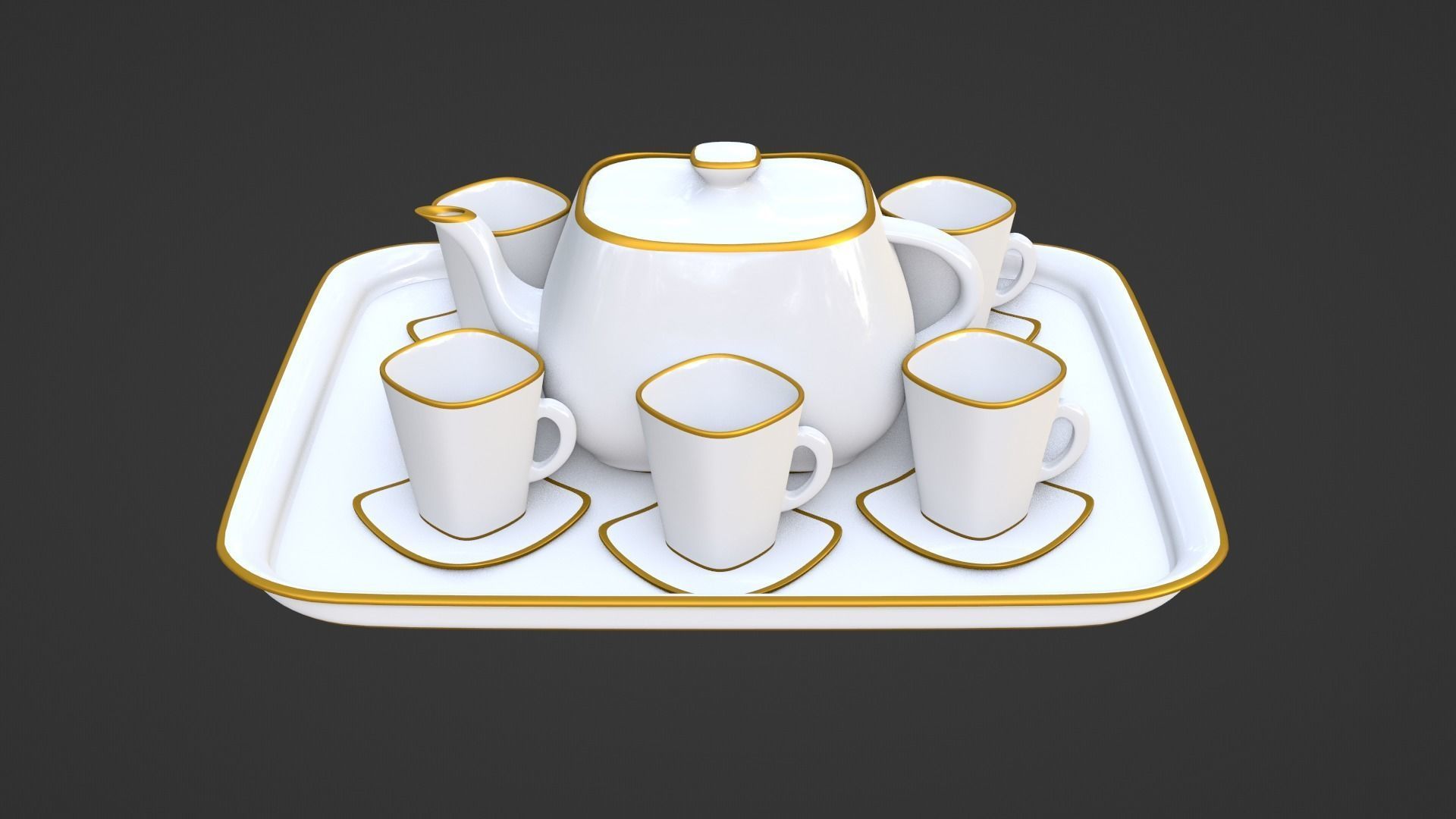 White Porcelain tea set 2 3D model_9