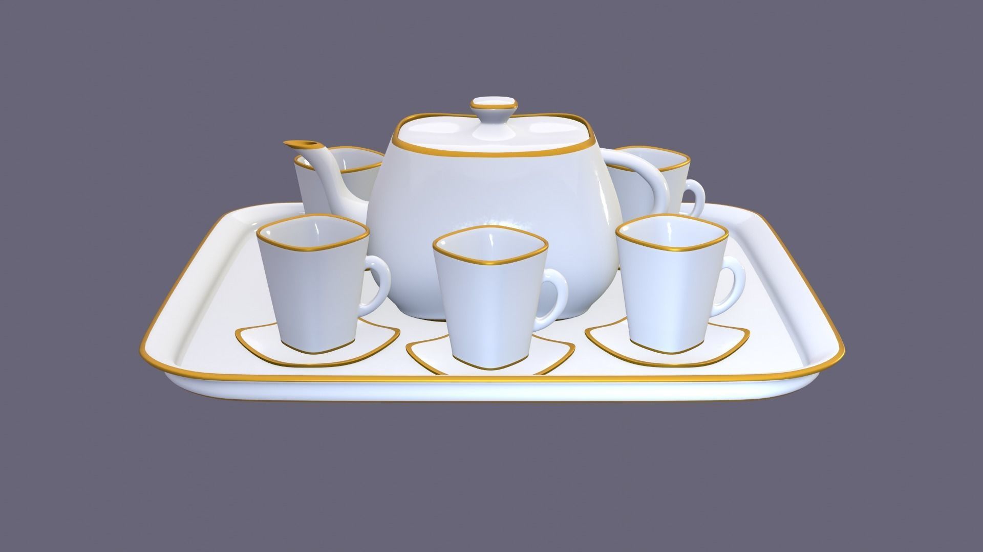 White Porcelain tea set 2 3D model_33