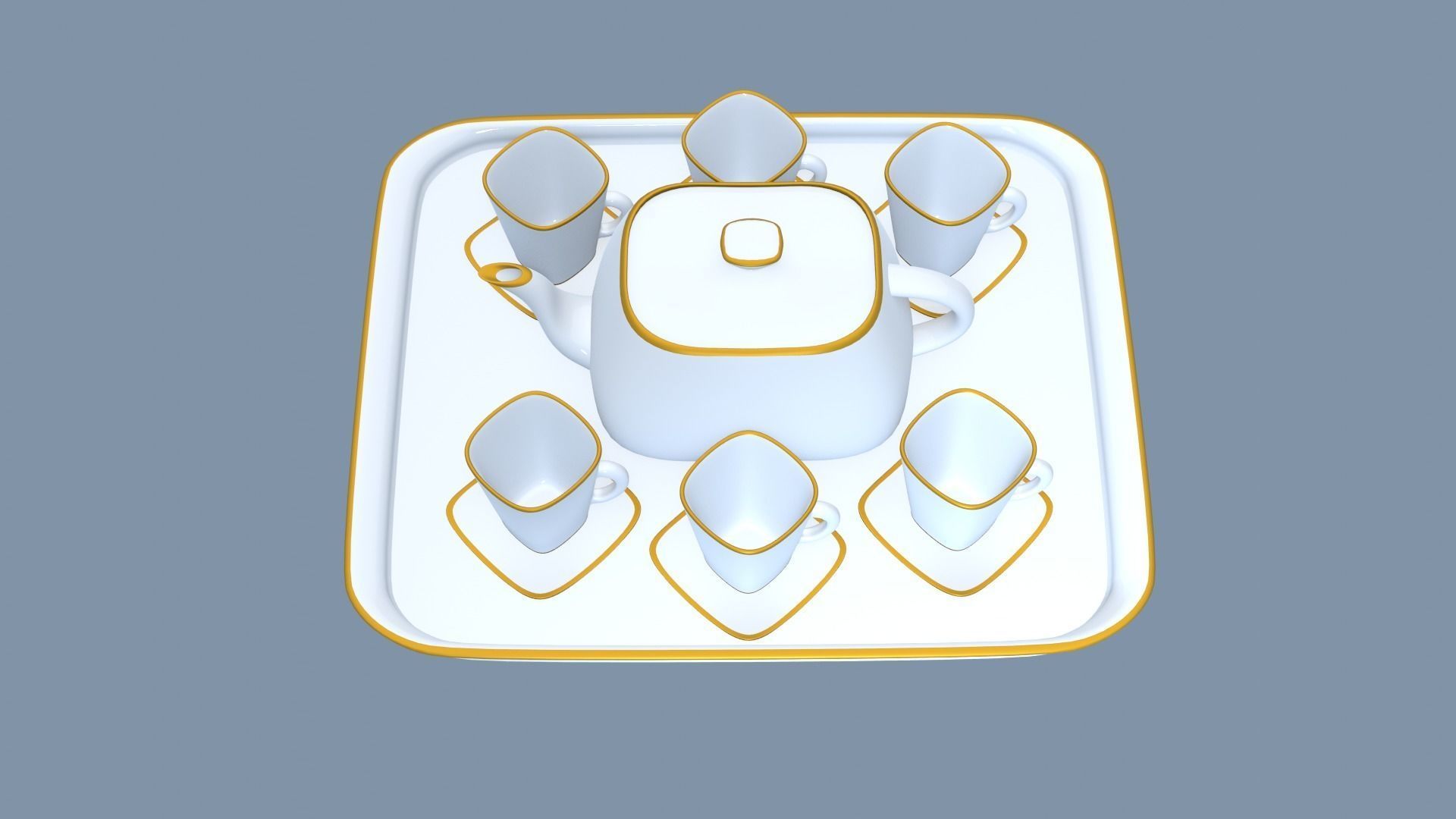White Porcelain tea set 2 3D model_19
