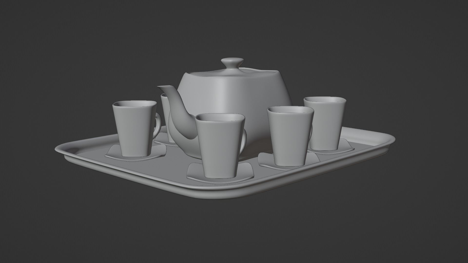White Porcelain tea set 2 3D model_3
