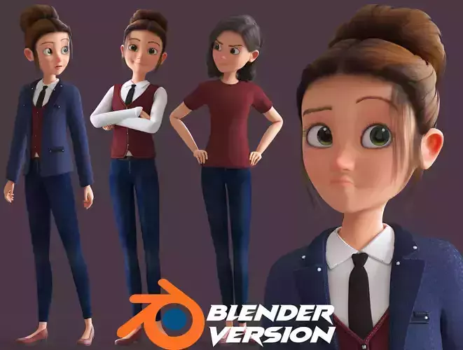 CARTOON MOTHER 3 - Rigged WOMAN - Blender Version