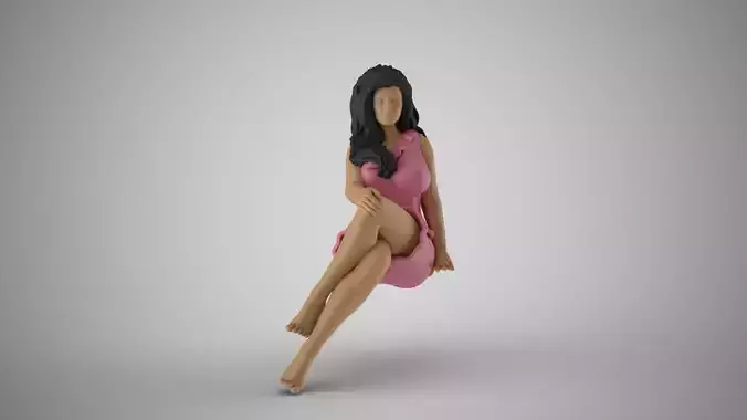 Girl in a Short Skirt her Legs Crossed 3D print model