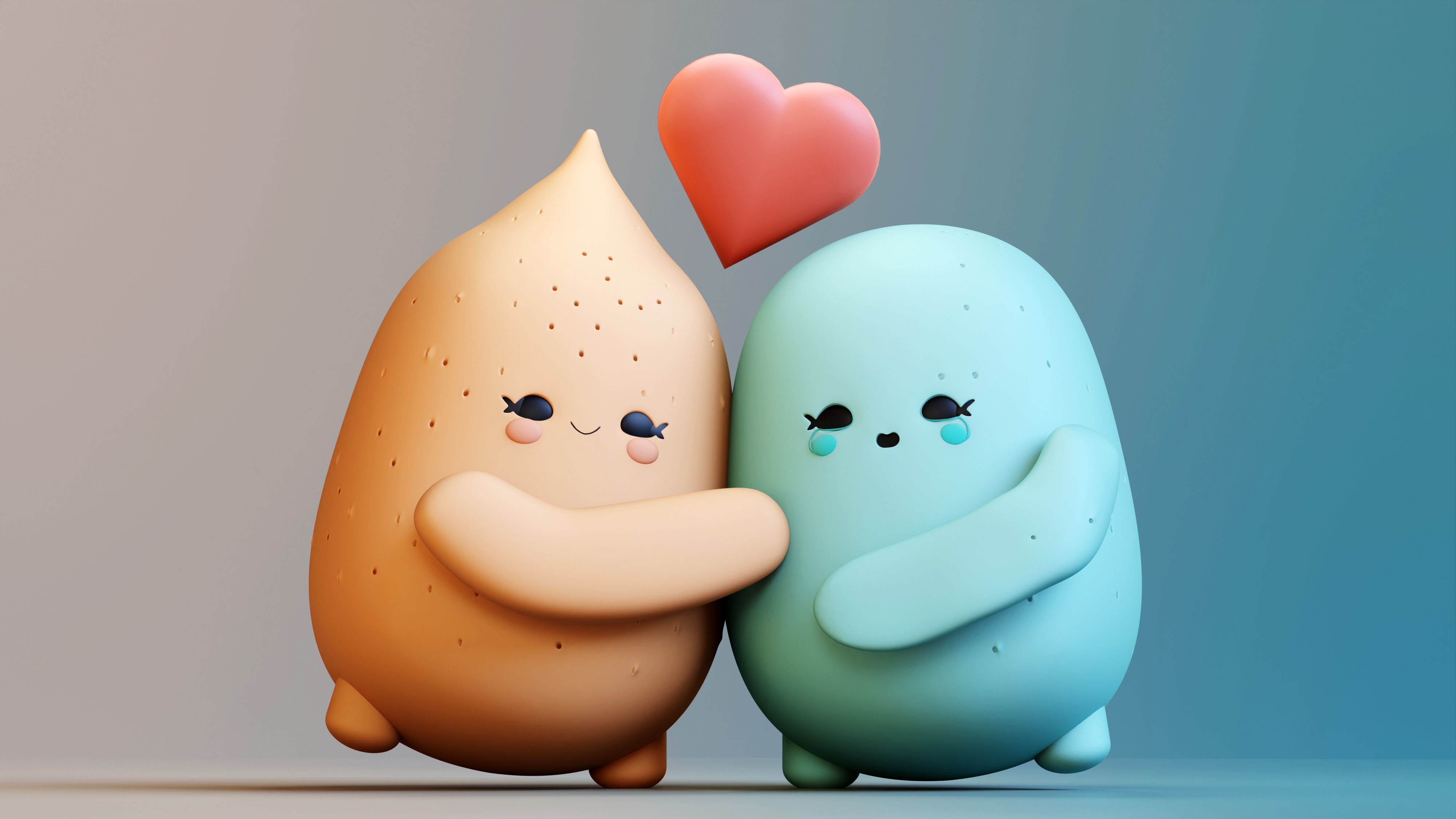 Cute and Cuddly Emoji Couple for Your Romantic Scenes 3D model_4