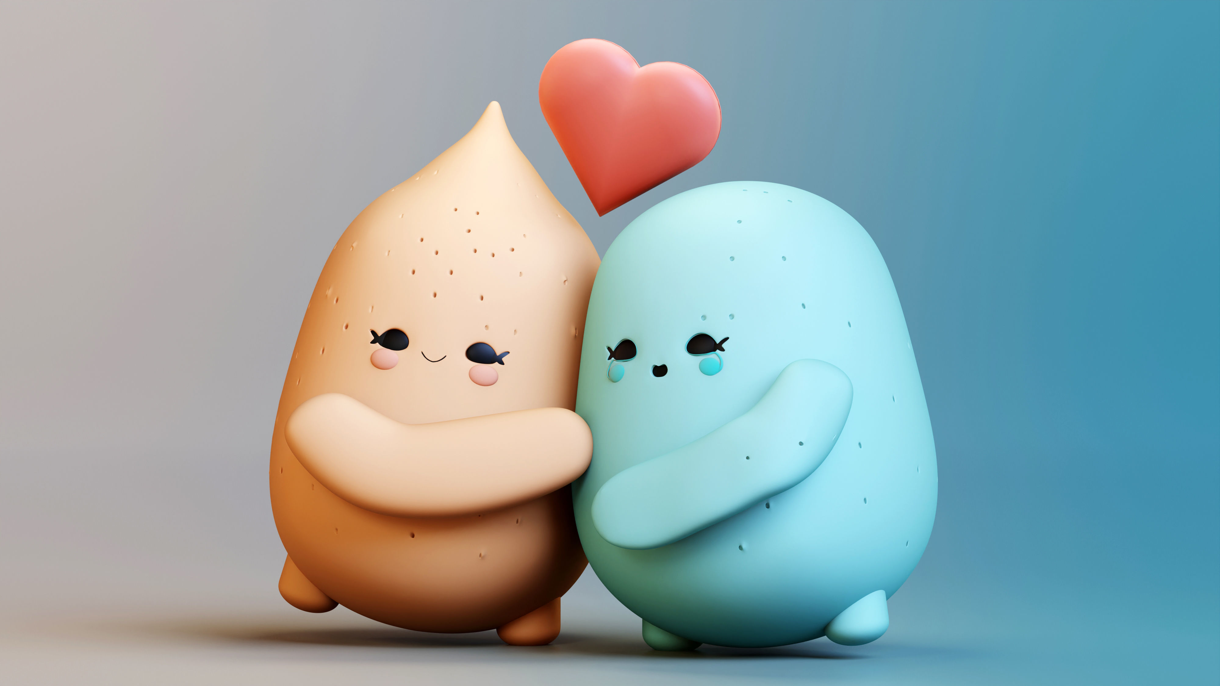 Cute and Cuddly Emoji Couple for Your Romantic Scenes 3D model_3