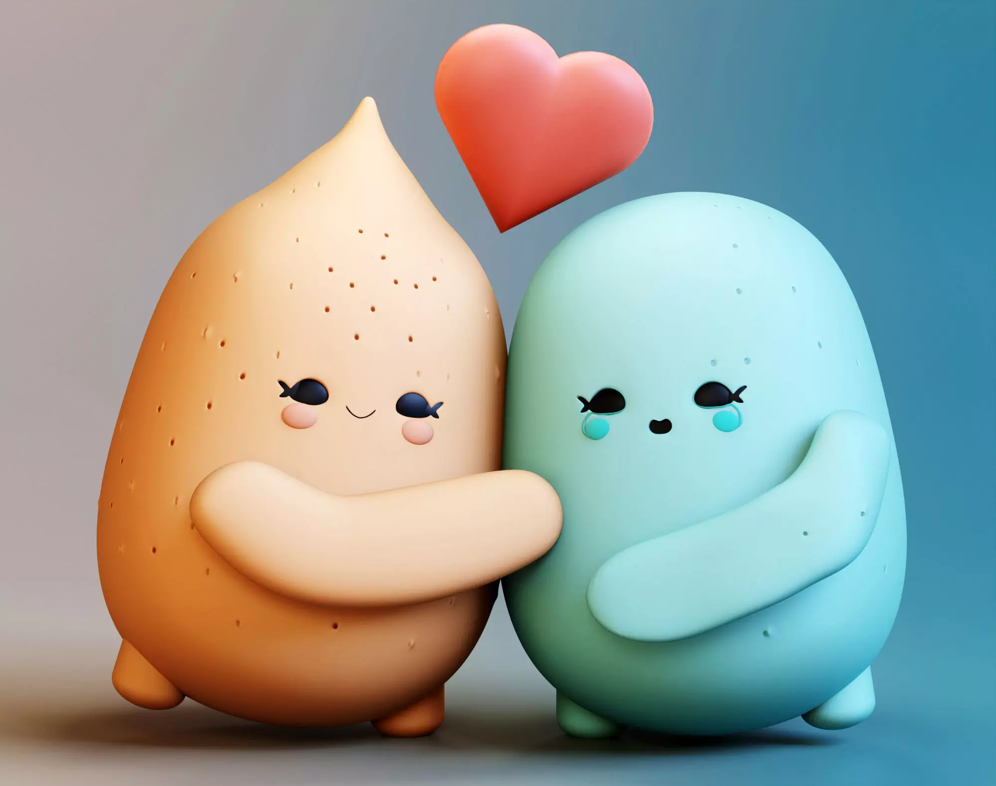 Cute and Cuddly Emoji Couple for Your Romantic Scenes 3D model_0