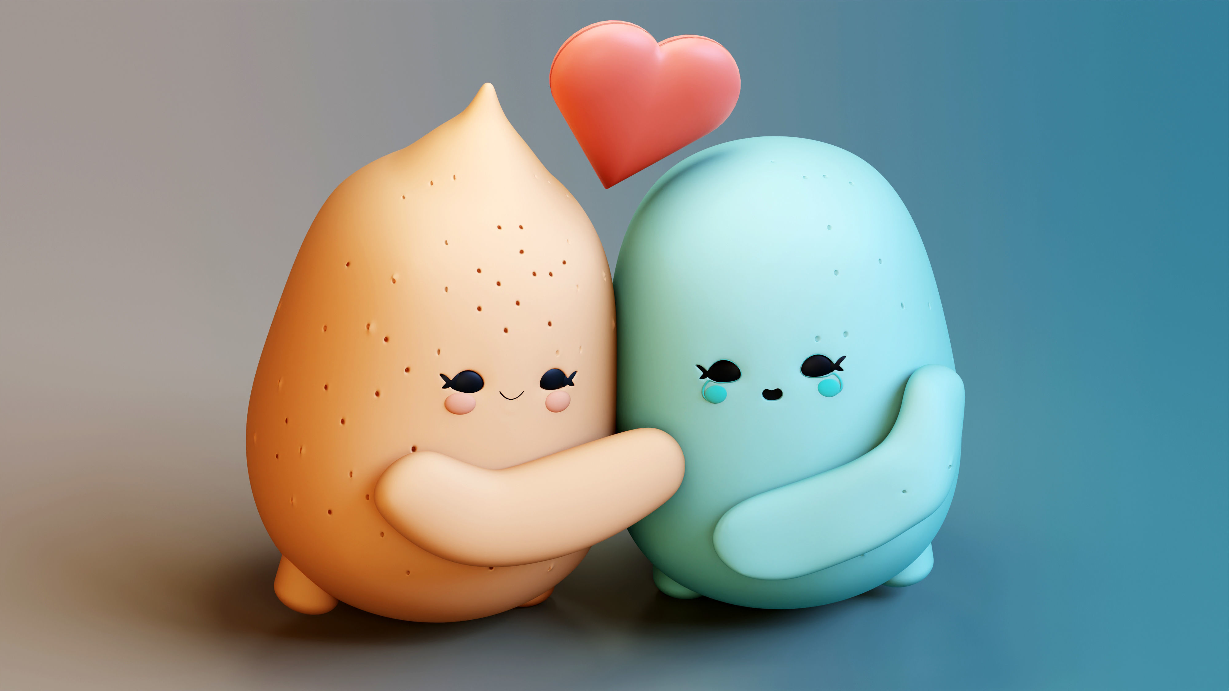 Cute and Cuddly Emoji Couple for Your Romantic Scenes 3D model_5