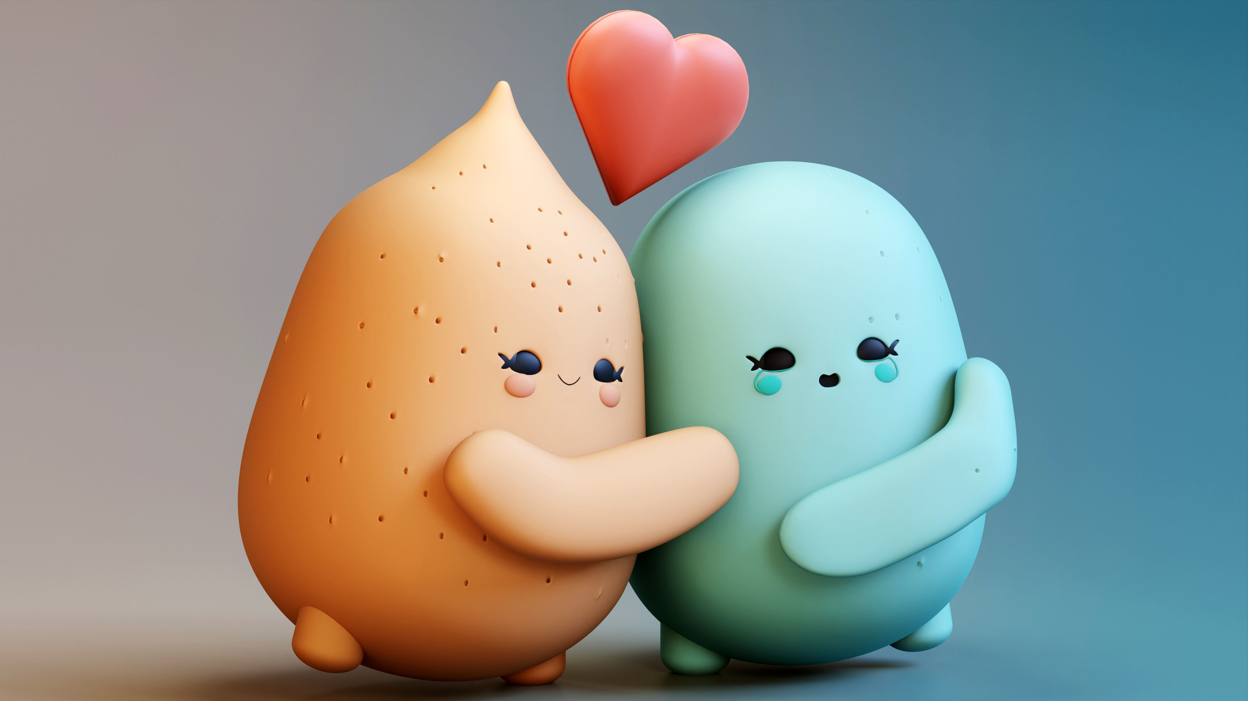 Cute and Cuddly Emoji Couple for Your Romantic Scenes 3D model_2