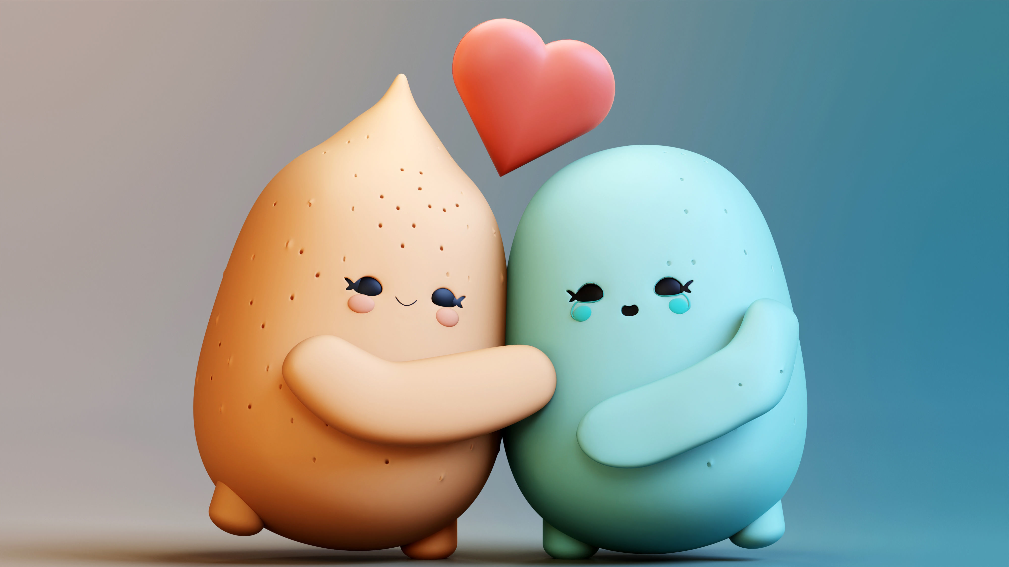 Cute and Cuddly Emoji Couple for Your Romantic Scenes 3D model_9
